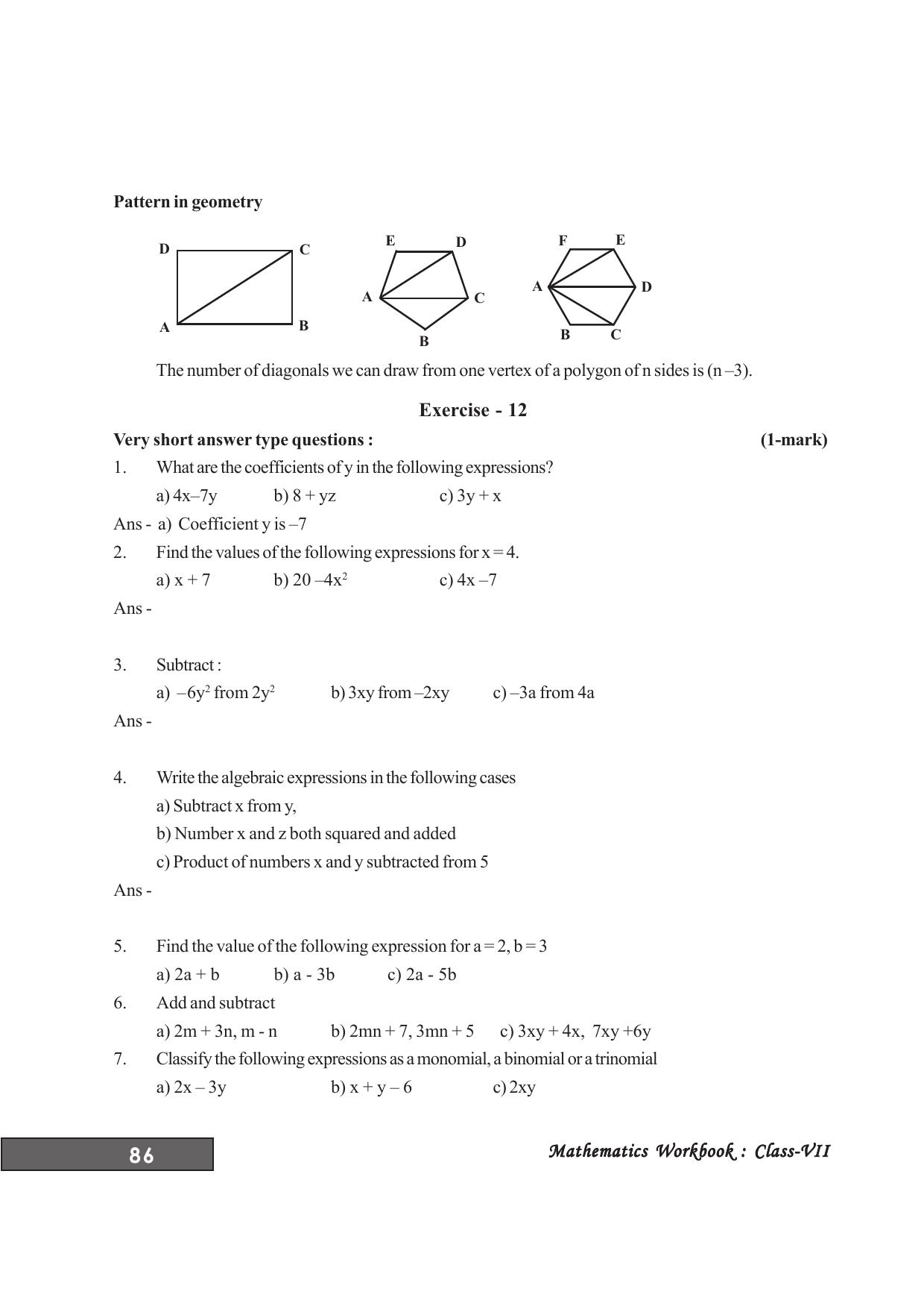 Tripura Board Class 7 Math English Version Workbooks - Page 90