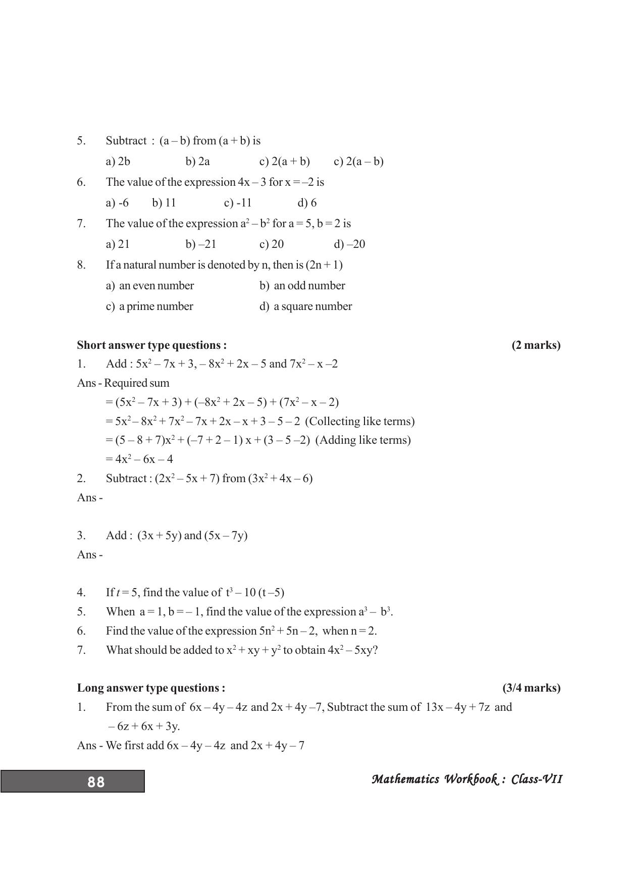 Tripura Board Class 7 Math English Version Workbooks - Page 92