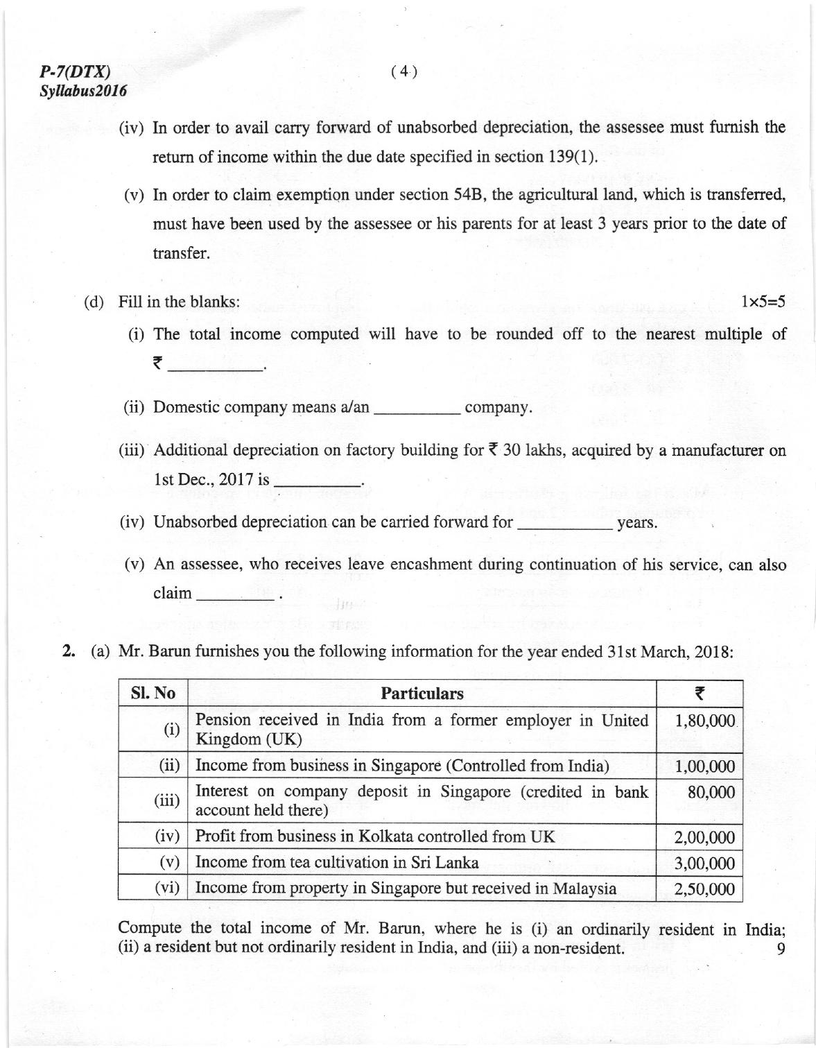 ICMAI Dec 2018 Direct Taxation Question Paper - Page 4
