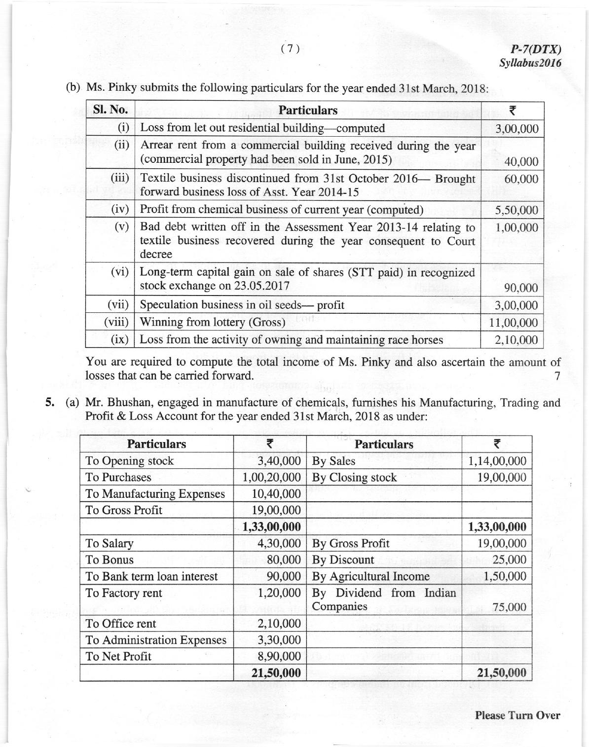 ICMAI Dec 2018 Direct Taxation Question Paper - Page 7