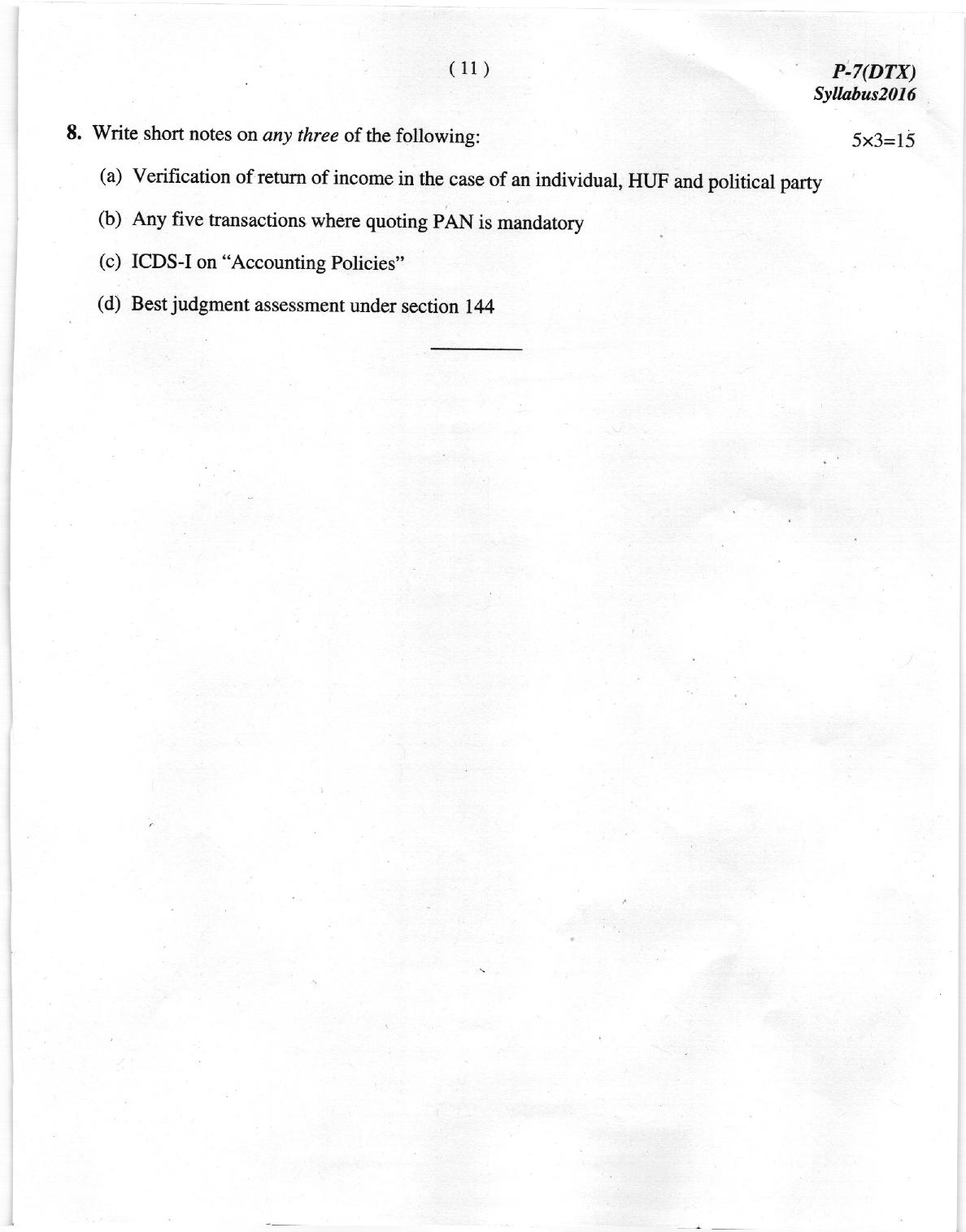 ICMAI Dec 2018 Direct Taxation Question Paper - Page 11