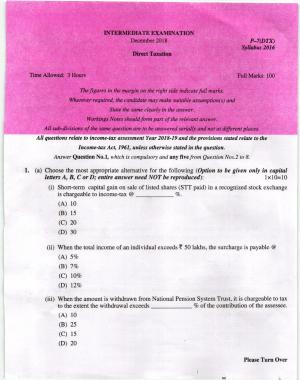 ICMAI Dec 2018 Direct Taxation Question Paper