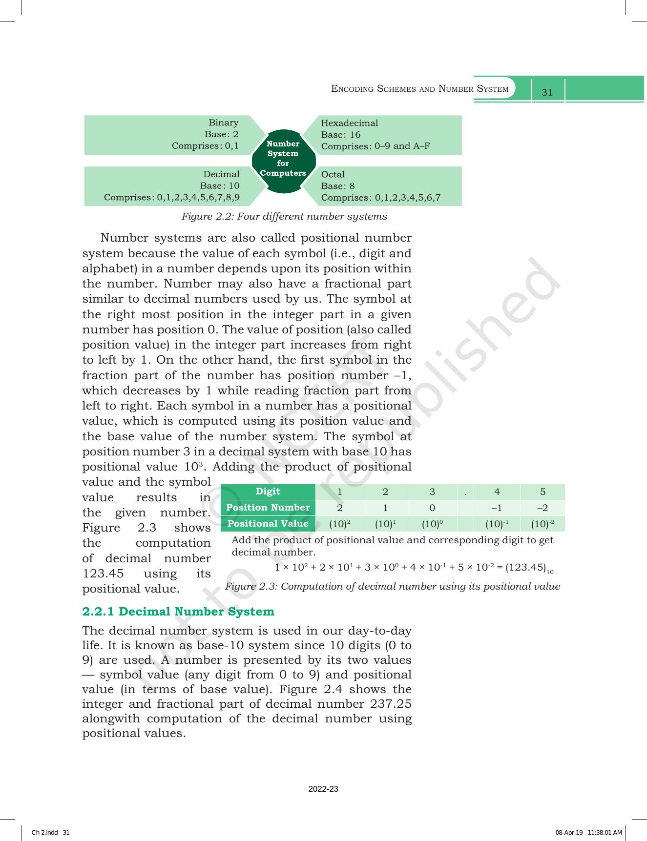 NCERT Book for Class 11 Computer Science Chapter 2 Encoding Schemes and Number System - Page 5