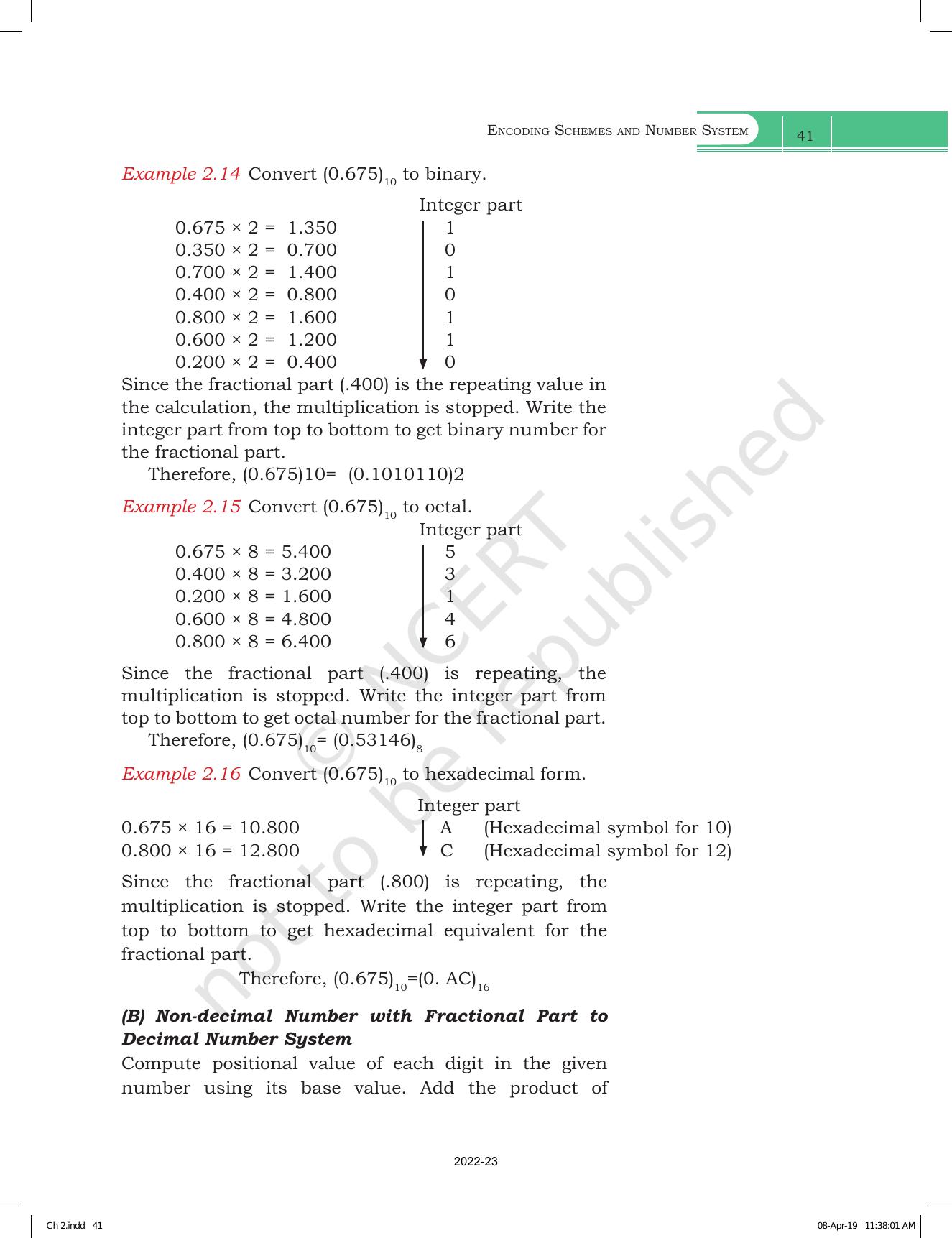 Ncert Book For Class 11 Computer Science Chapter 2 Encoding Schemes And