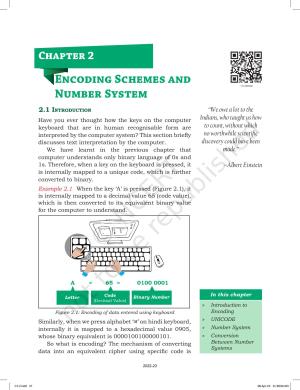 NCERT Book for Class 11 Computer Science Chapter 2 Encoding Schemes and Number System