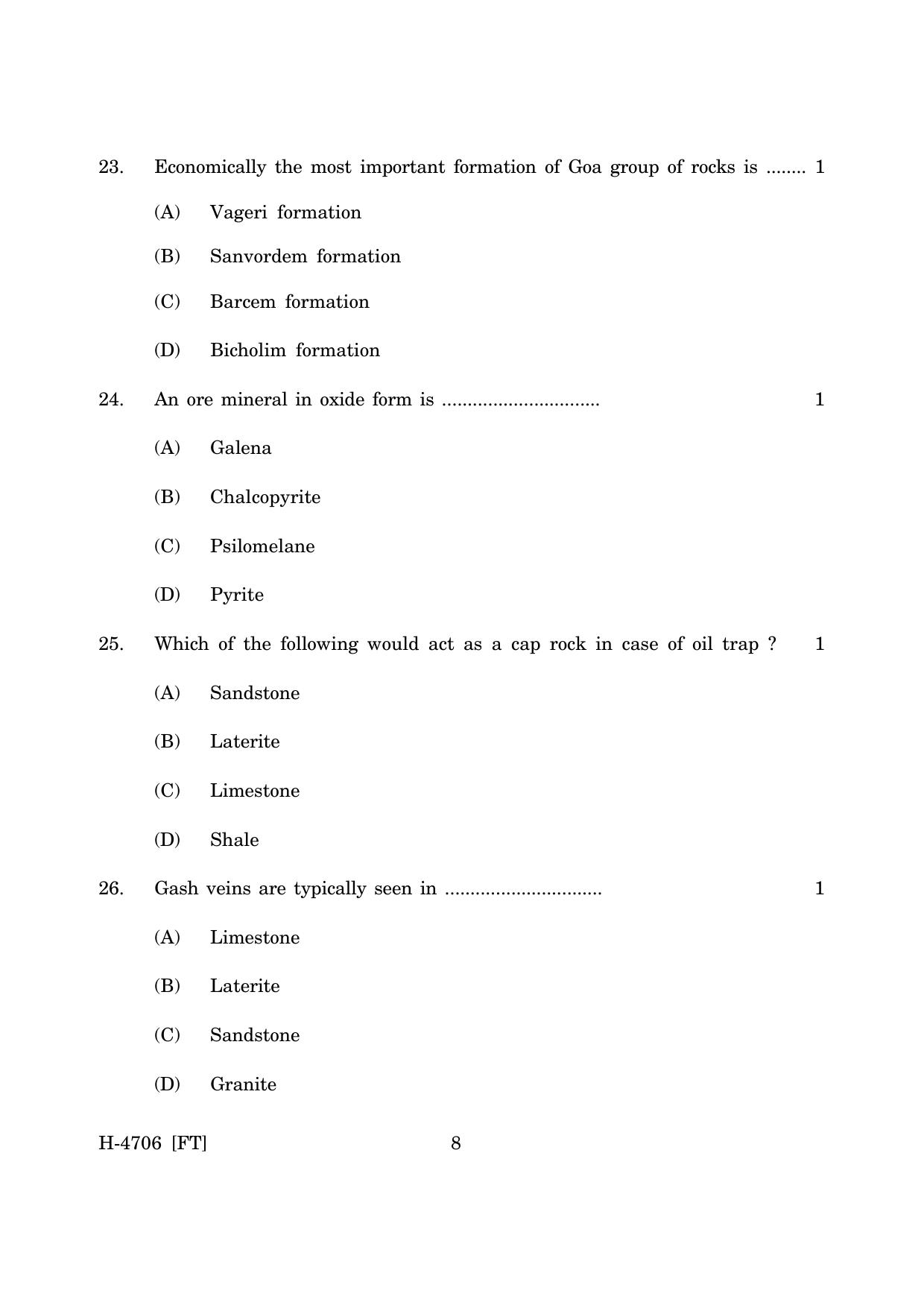 Goa Board Class 12 Geology (November 2022) Question Paper - Page 8
