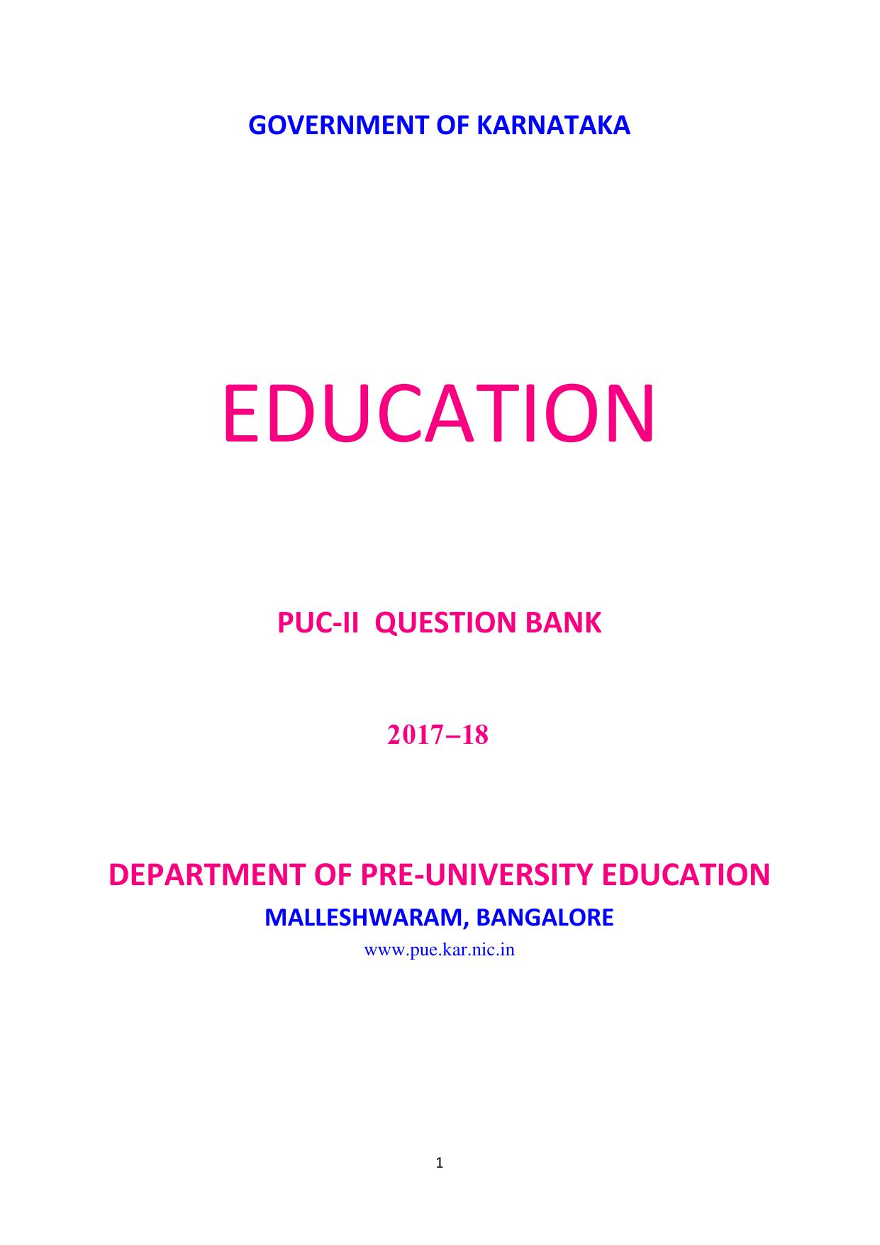 Karnataka 2nd PUC Question Bank for Education - Page 1
