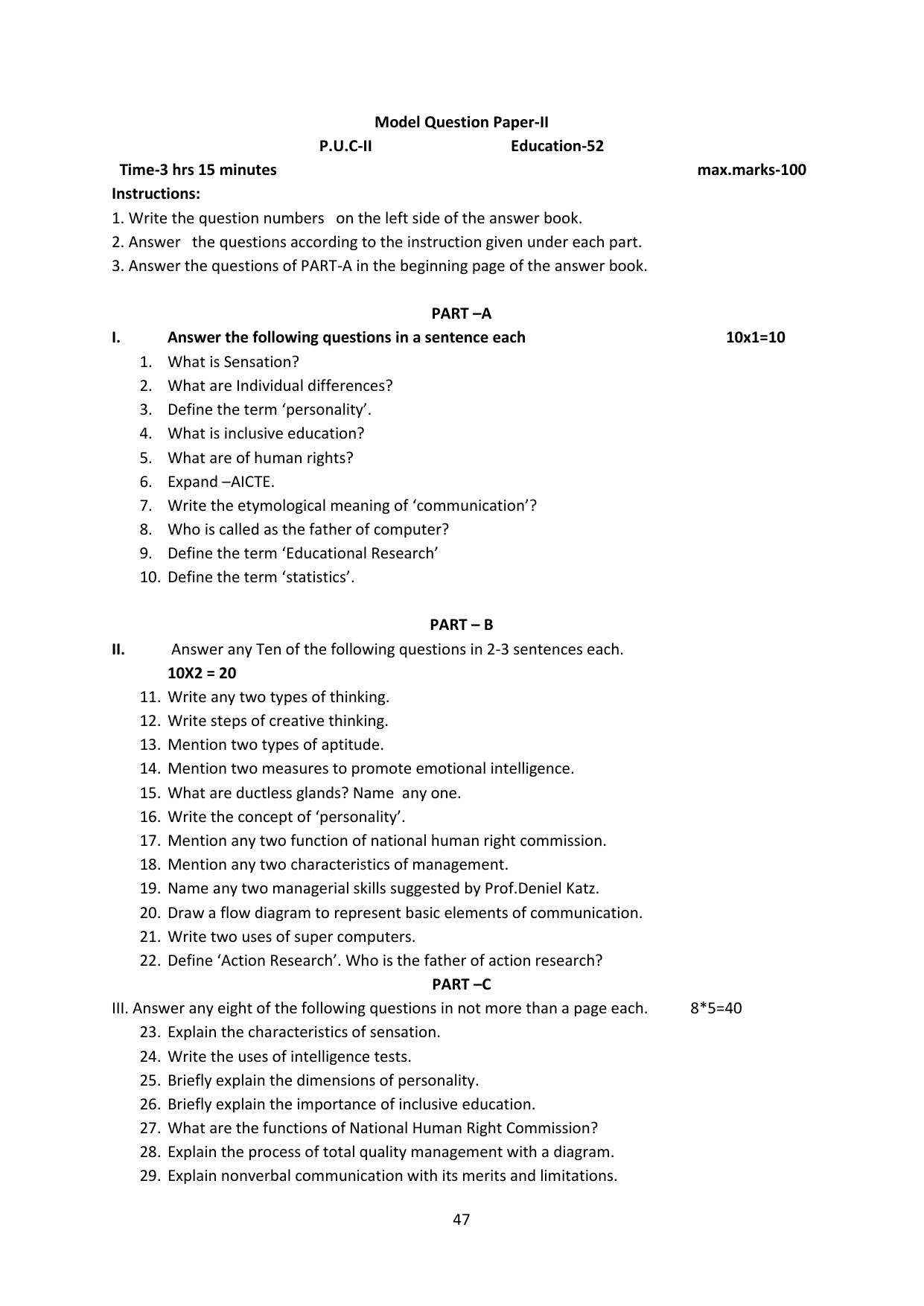 Karnataka 2nd PUC Question Bank for Education - Page 47