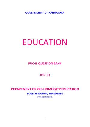 Karnataka 2nd PUC Question Bank for Education