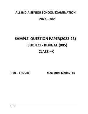 CBSE Class 10 Bengali Sample Papers 2023
