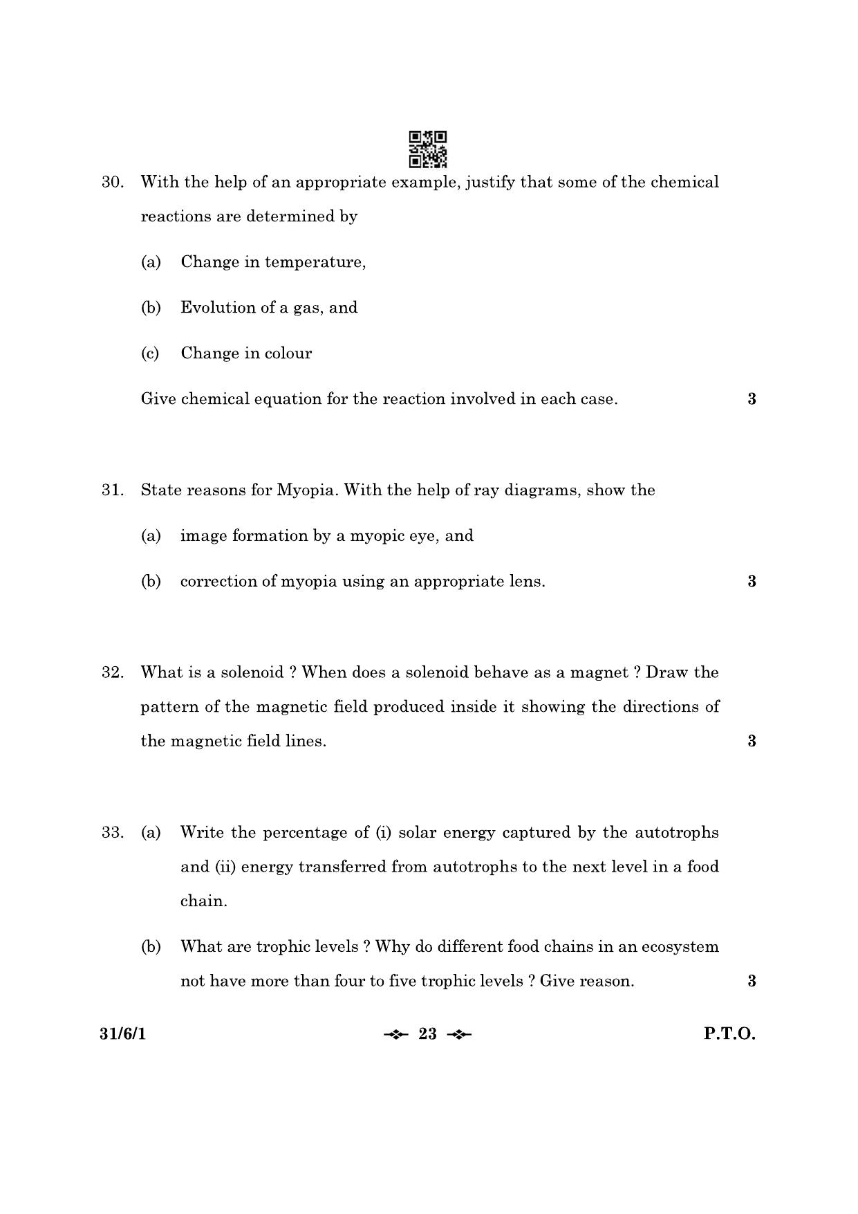 CBSE Class 10 31-6-1 Science 2023 Question Paper - Page 23