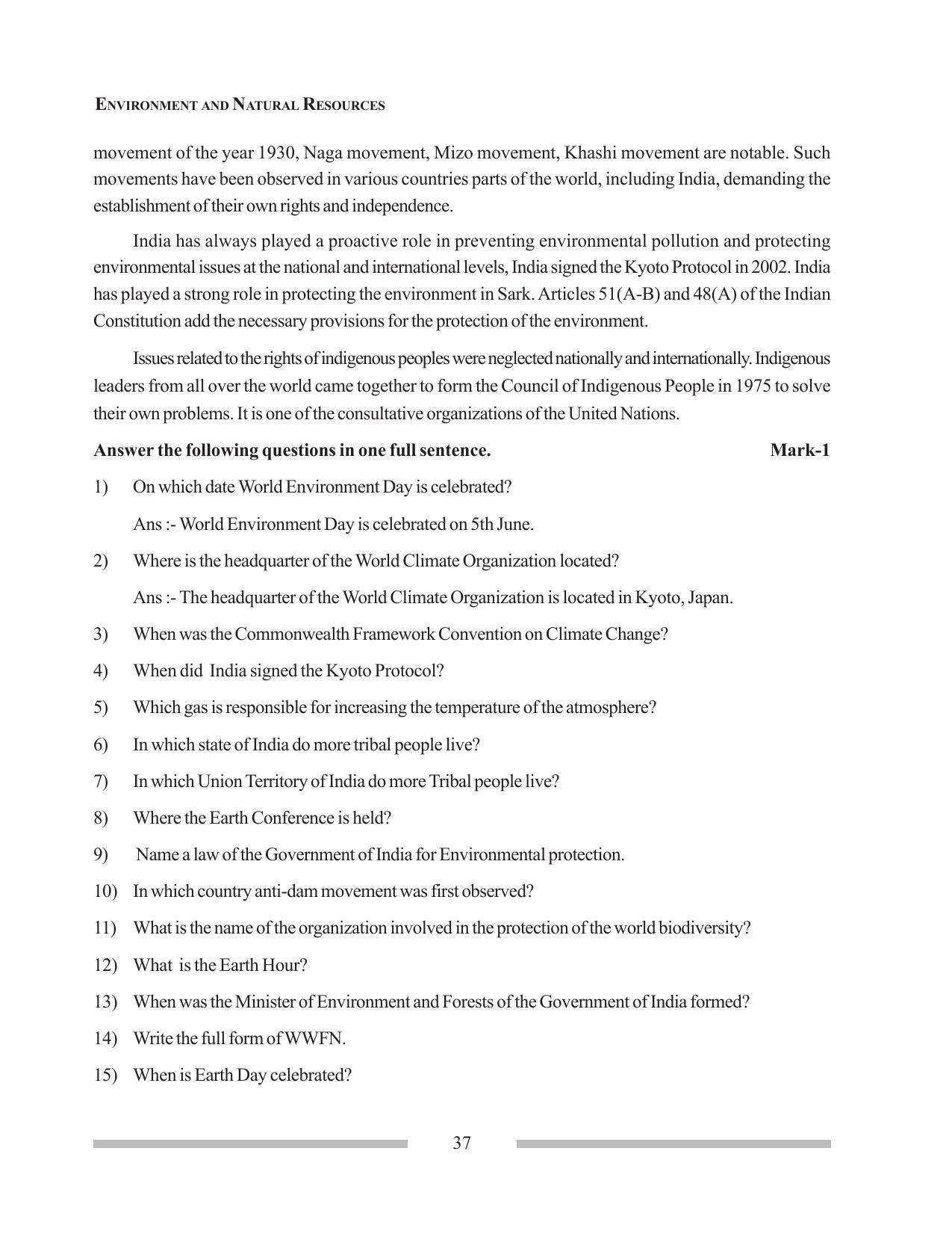 Tripura Board Class 12 Political Science English Workbooks - Page 37