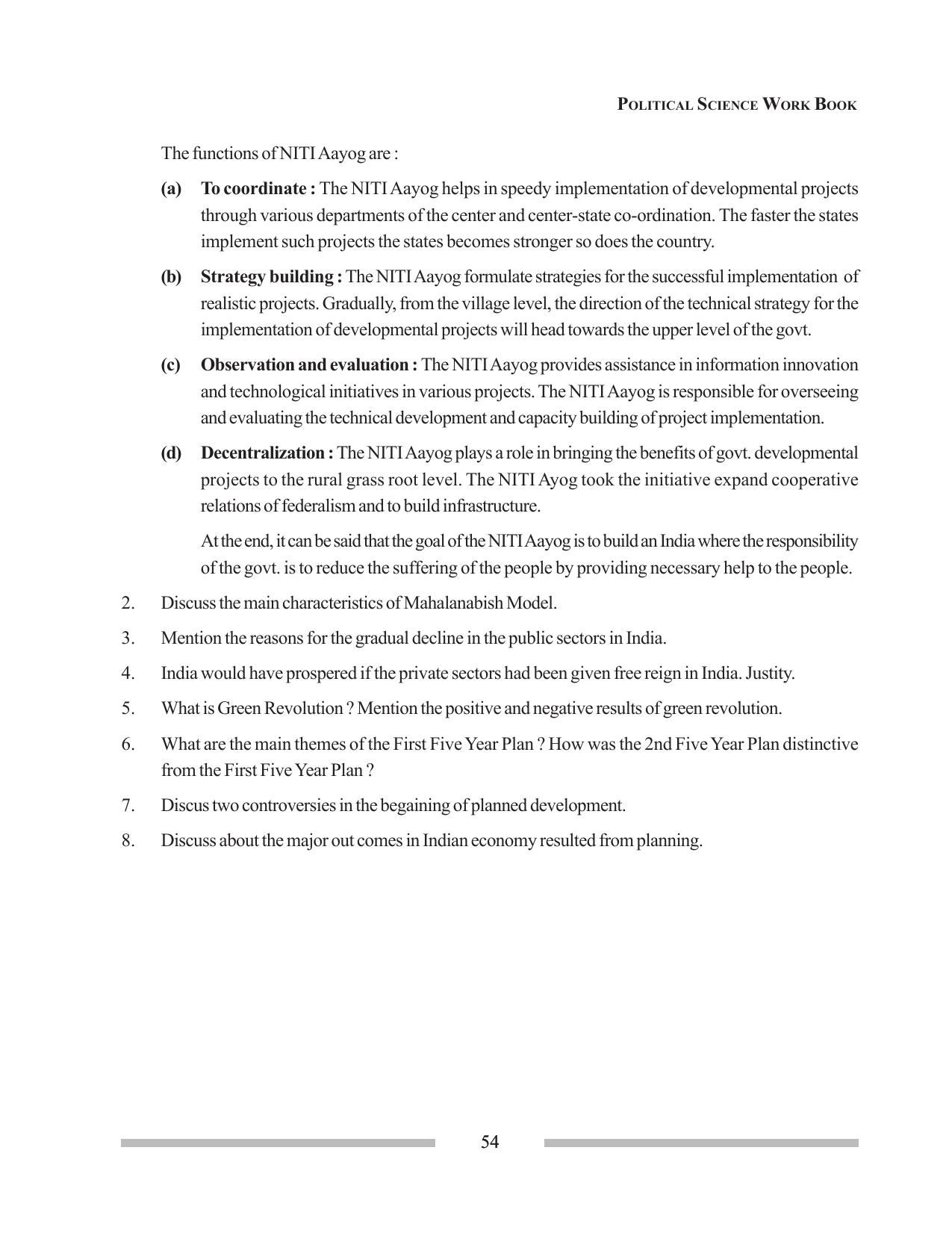 Tripura Board Class 12 Political Science English Workbooks - Page 54