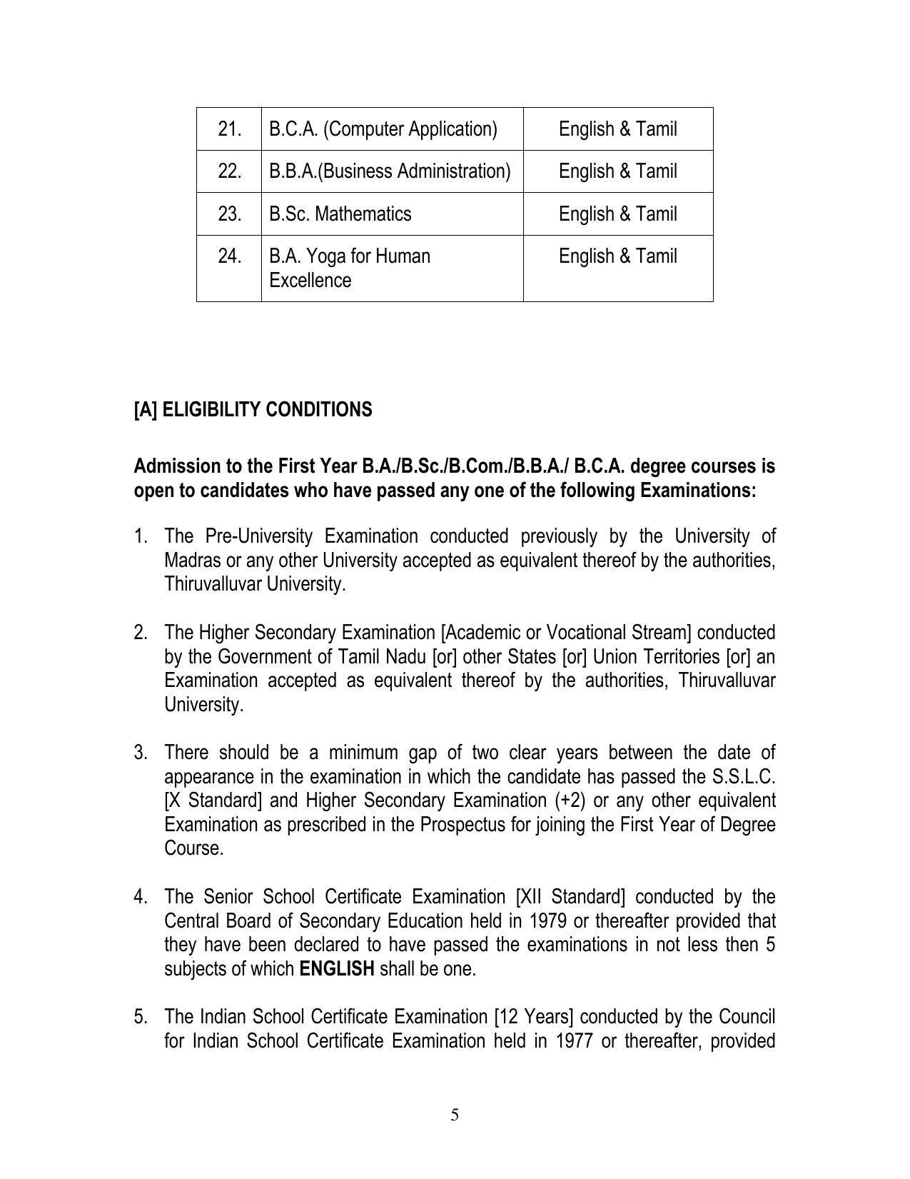 Thiruvalluvar University, Vellore Tide Prospectus 2021-22 - Page 5
