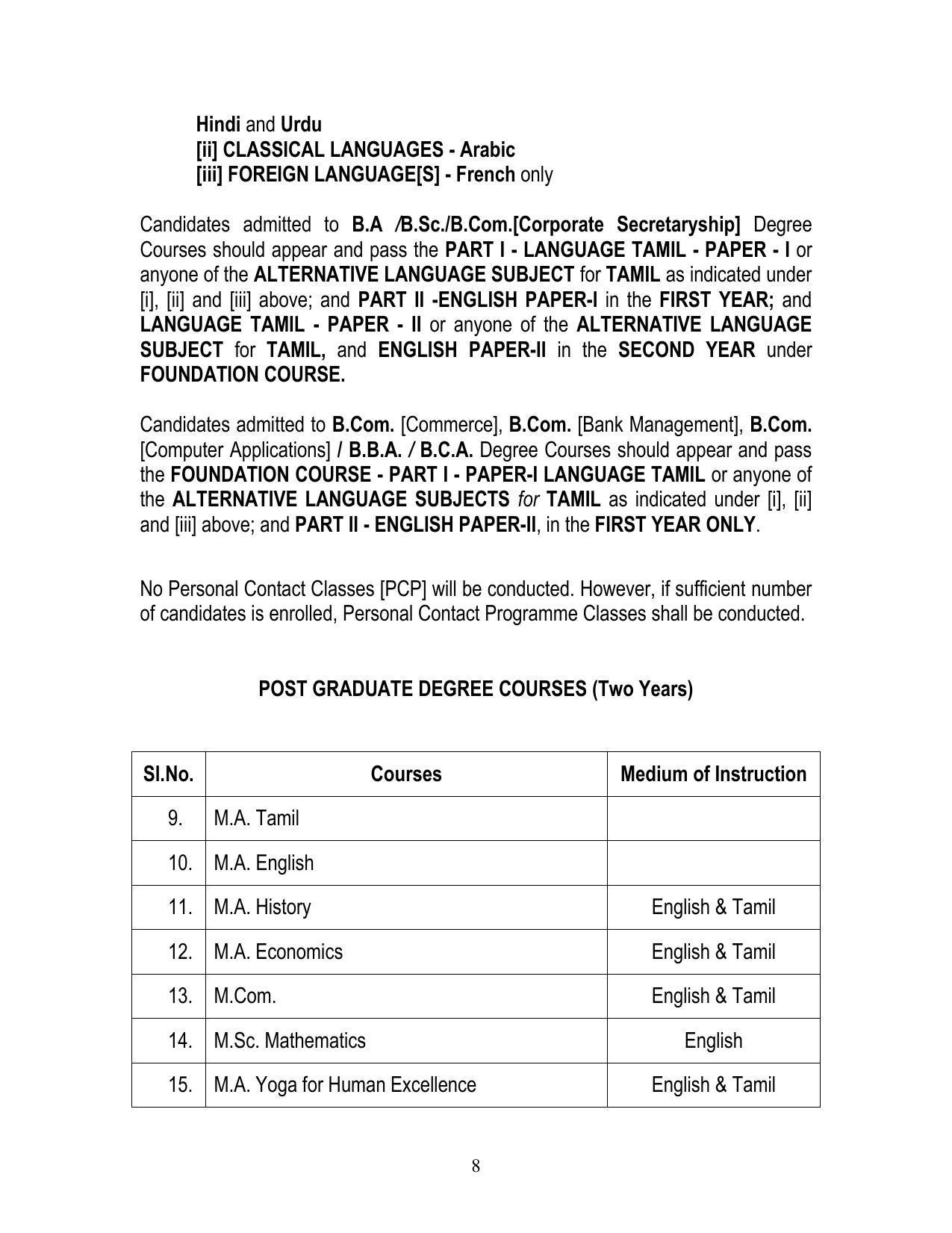 Thiruvalluvar University, Vellore Tide Prospectus 2021-22 - Page 8