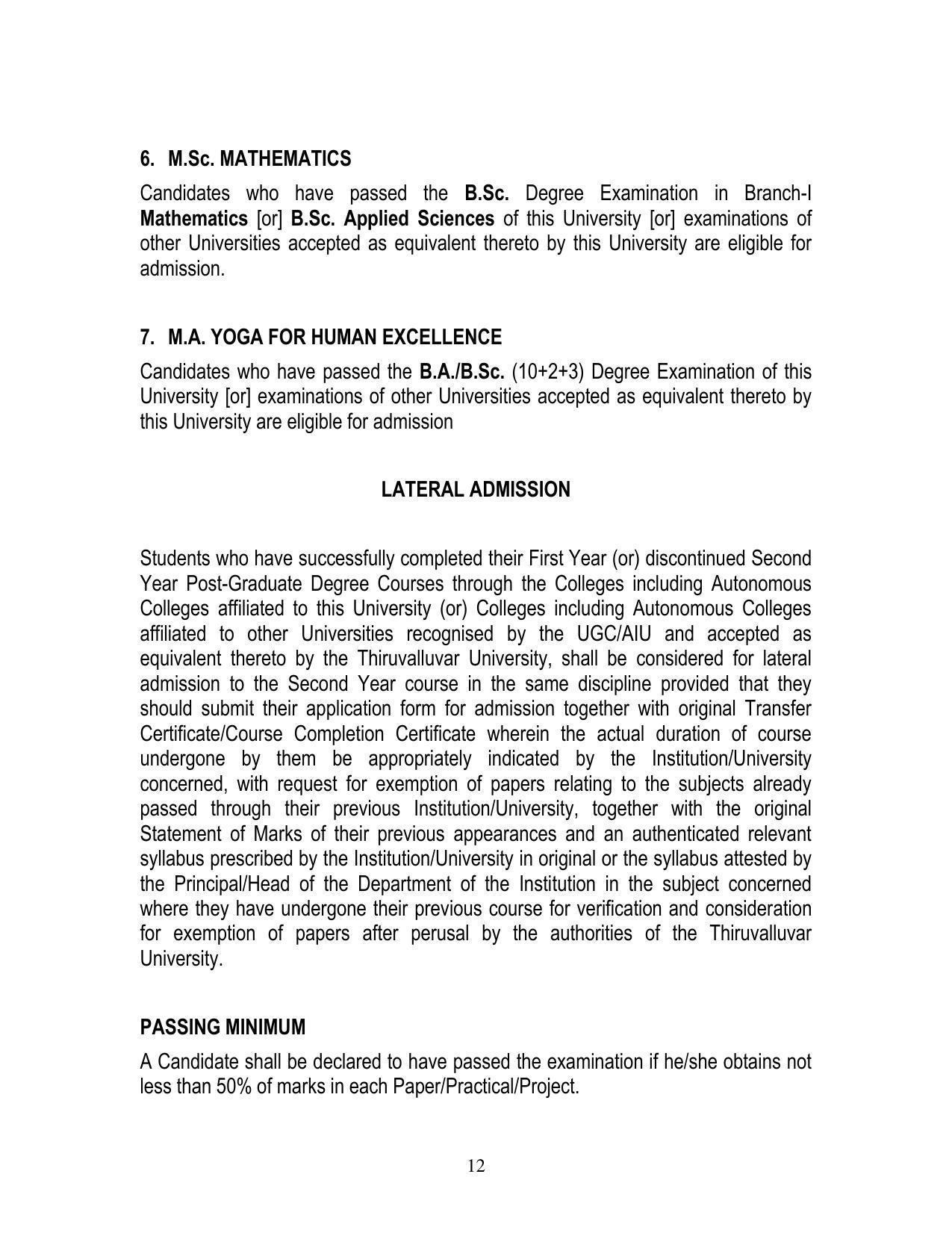 Thiruvalluvar University, Vellore Tide Prospectus 2021-22 - Page 12