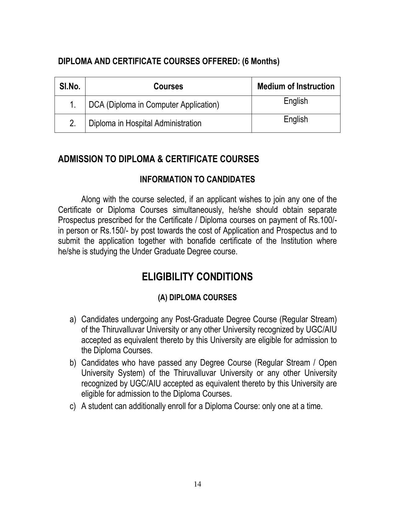 Thiruvalluvar University, Vellore Tide Prospectus 2021-22 - Page 14