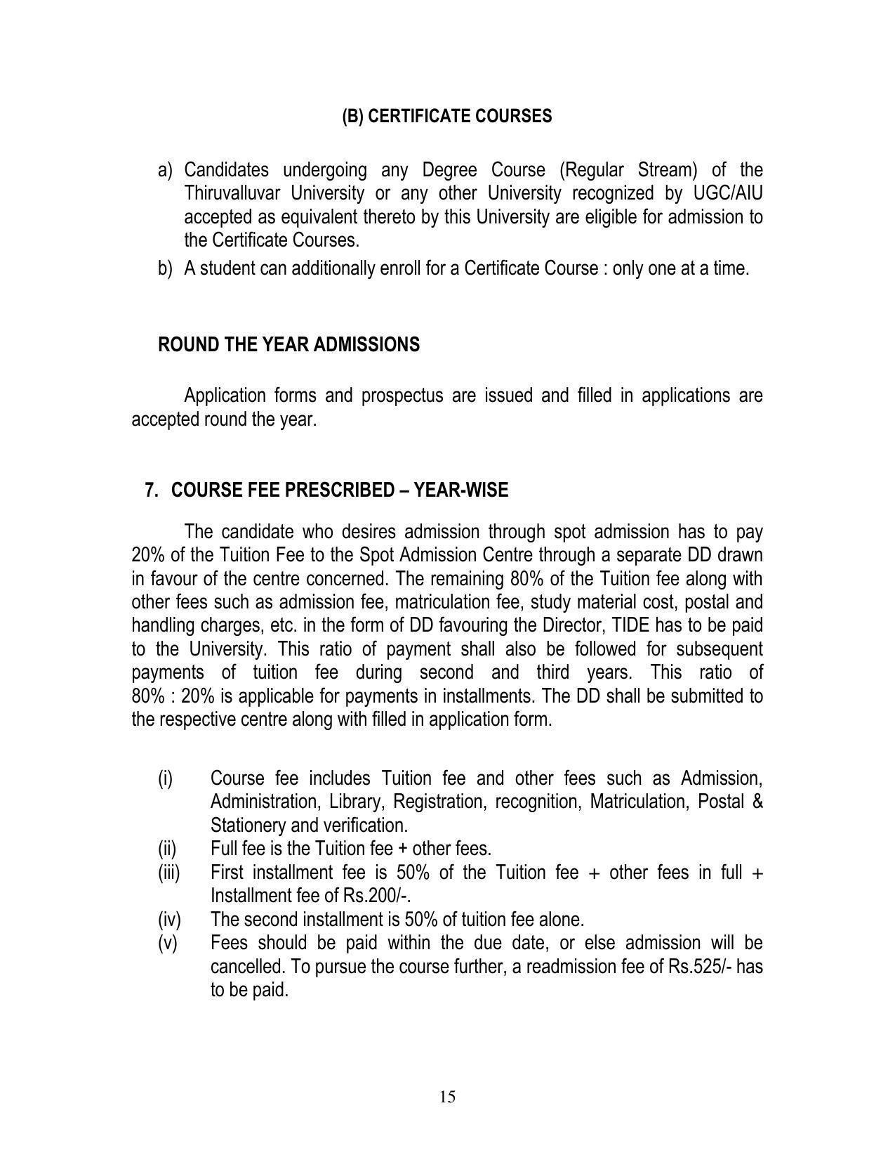 Thiruvalluvar University, Vellore Tide Prospectus 2021-22 - Page 15