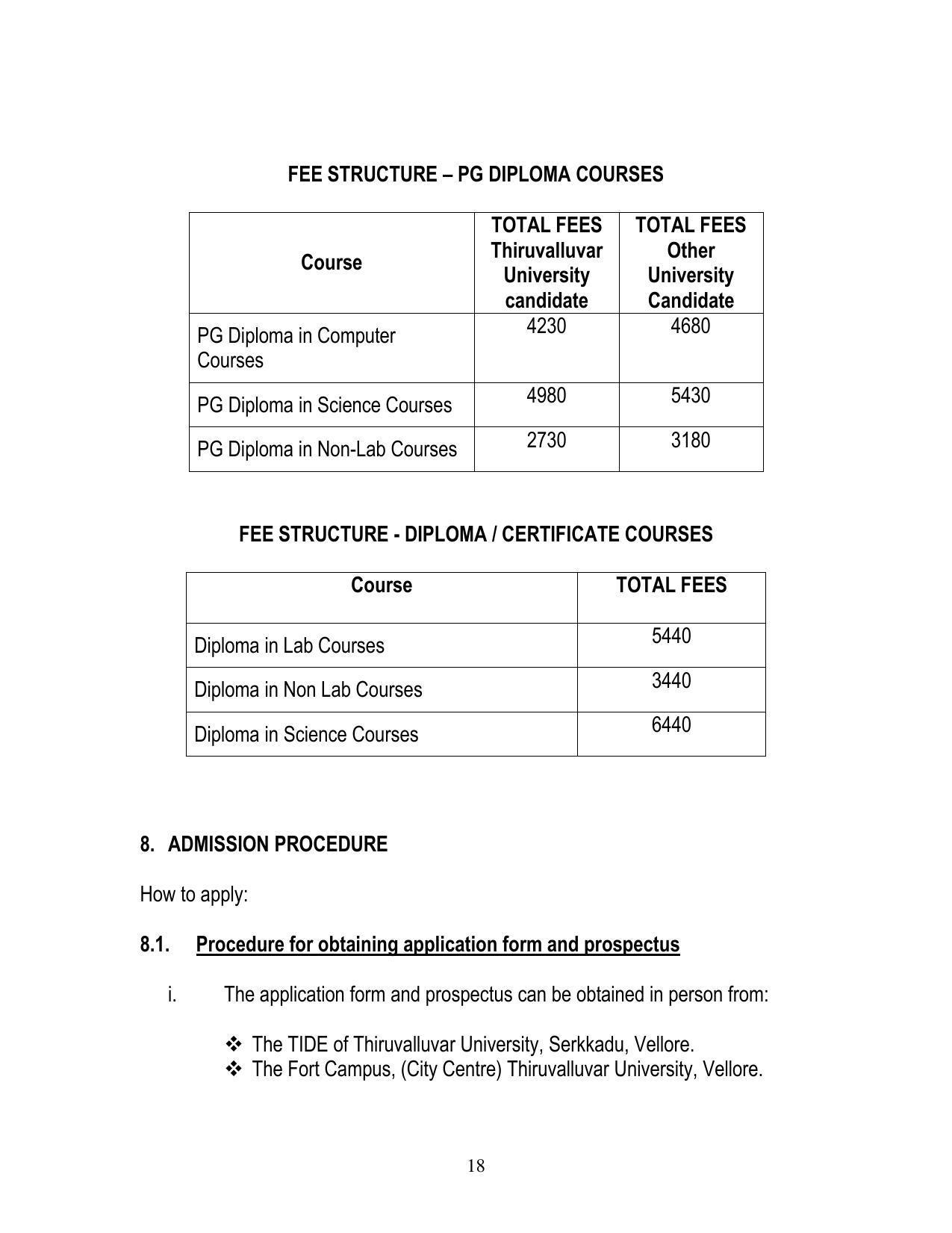 Thiruvalluvar University, Vellore Tide Prospectus 2021-22 - Page 18