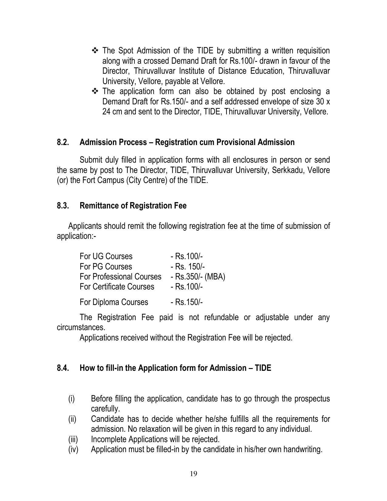 Thiruvalluvar University, Vellore Tide Prospectus 2021-22 - Page 19