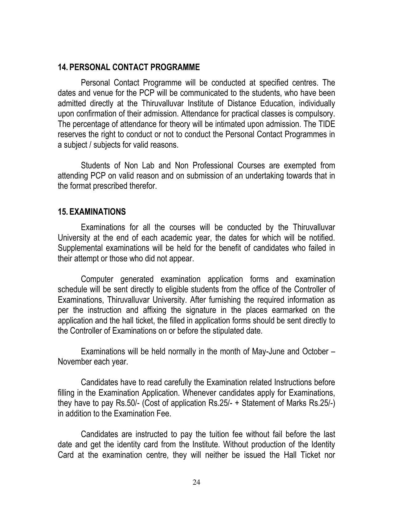 Thiruvalluvar University, Vellore Tide Prospectus 2021-22 - Page 24