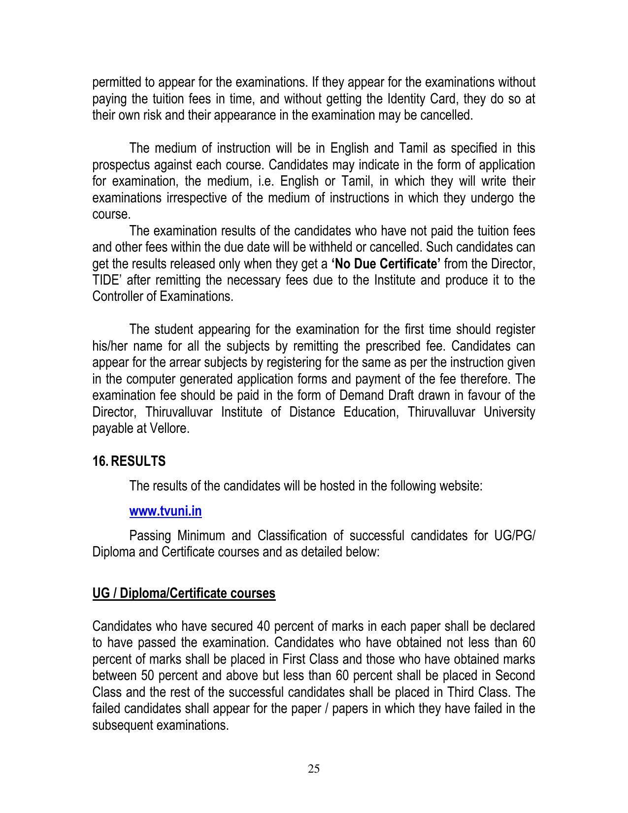 Thiruvalluvar University, Vellore Tide Prospectus 2021-22 - Page 25