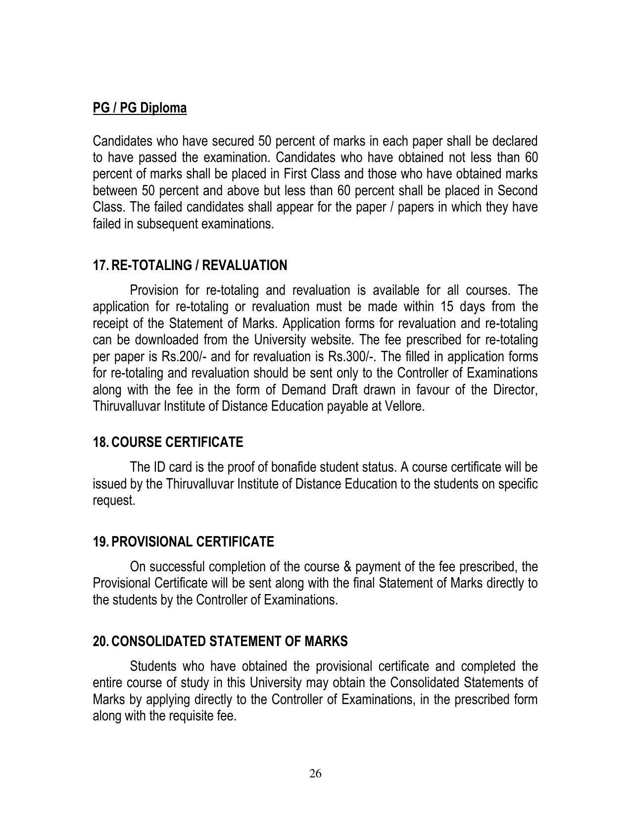 Thiruvalluvar University, Vellore Tide Prospectus 2021-22 - Page 26