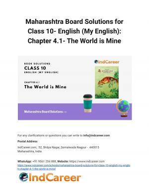 Maharashtra Board Solutions for Class 10- English (My English): Chapter 4.1- The World is Mine