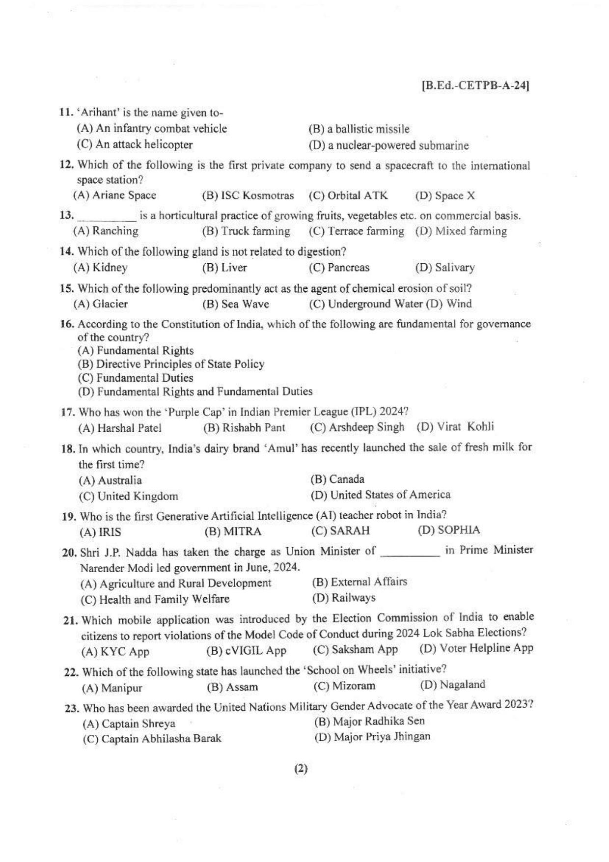 Punjab B.Ed 2024 Question Paper - Page 3