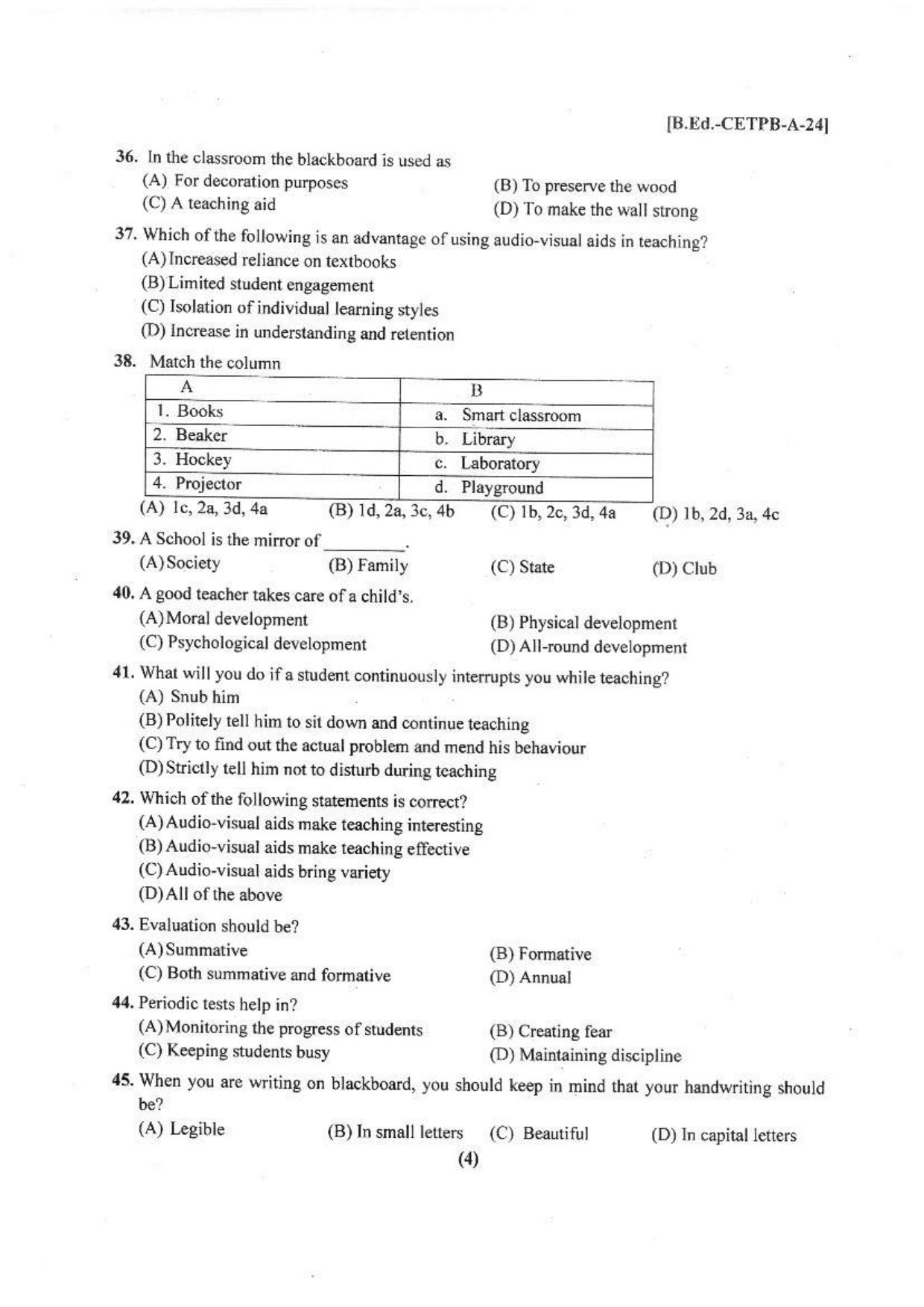 Punjab B.Ed 2024 Question Paper - Page 5