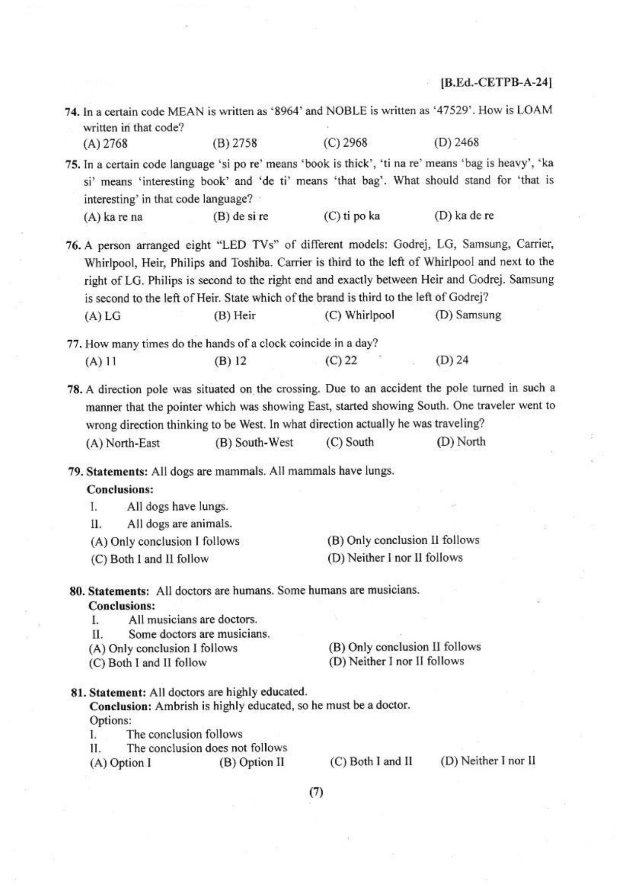 Punjab B.Ed 2024 Question Paper - Page 8