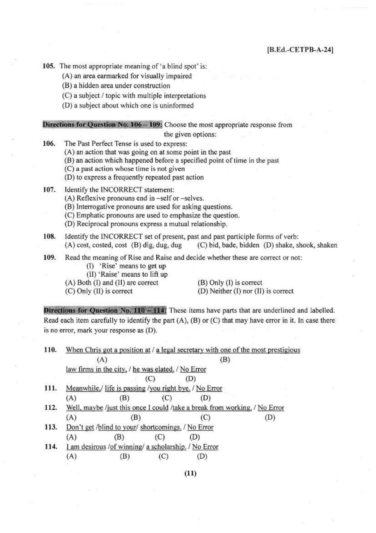 Punjab B.Ed 2024 Question Paper - Page 12