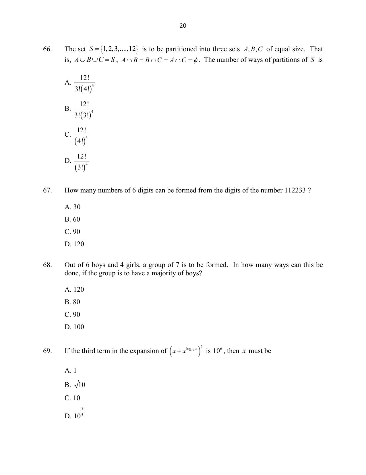 CUSAT CAT 2016 Mathematics, Physics, Chemistry 1 Question Paper - Page 20