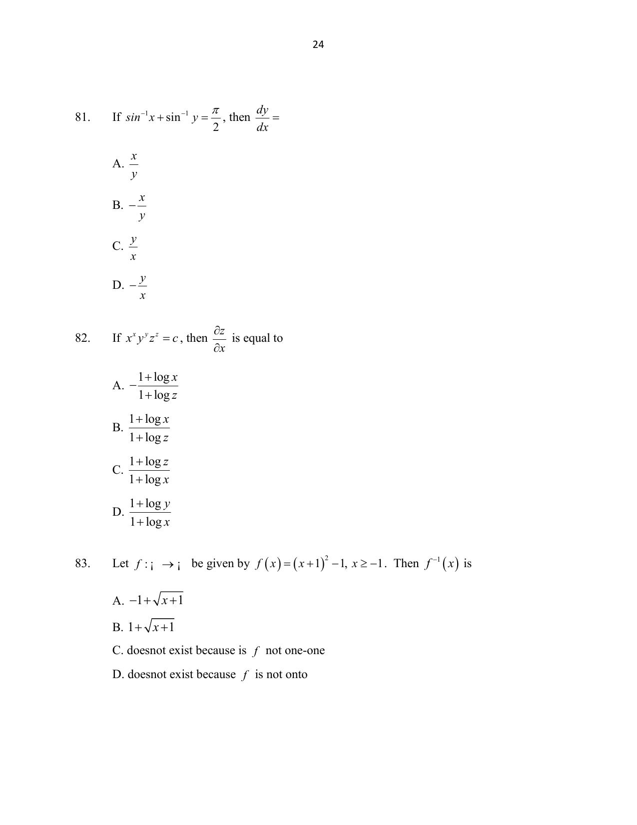CUSAT CAT 2016 Mathematics, Physics, Chemistry 1 Question Paper - Page 24