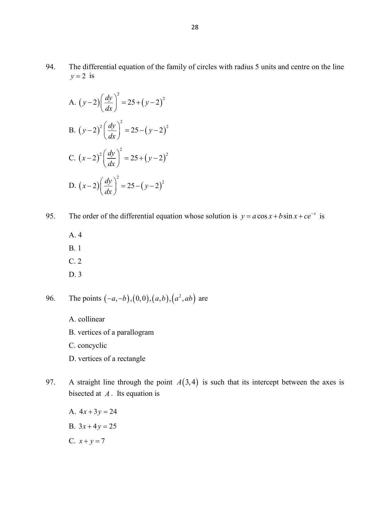 CUSAT CAT 2016 Mathematics, Physics, Chemistry 1 Question Paper - Page 28