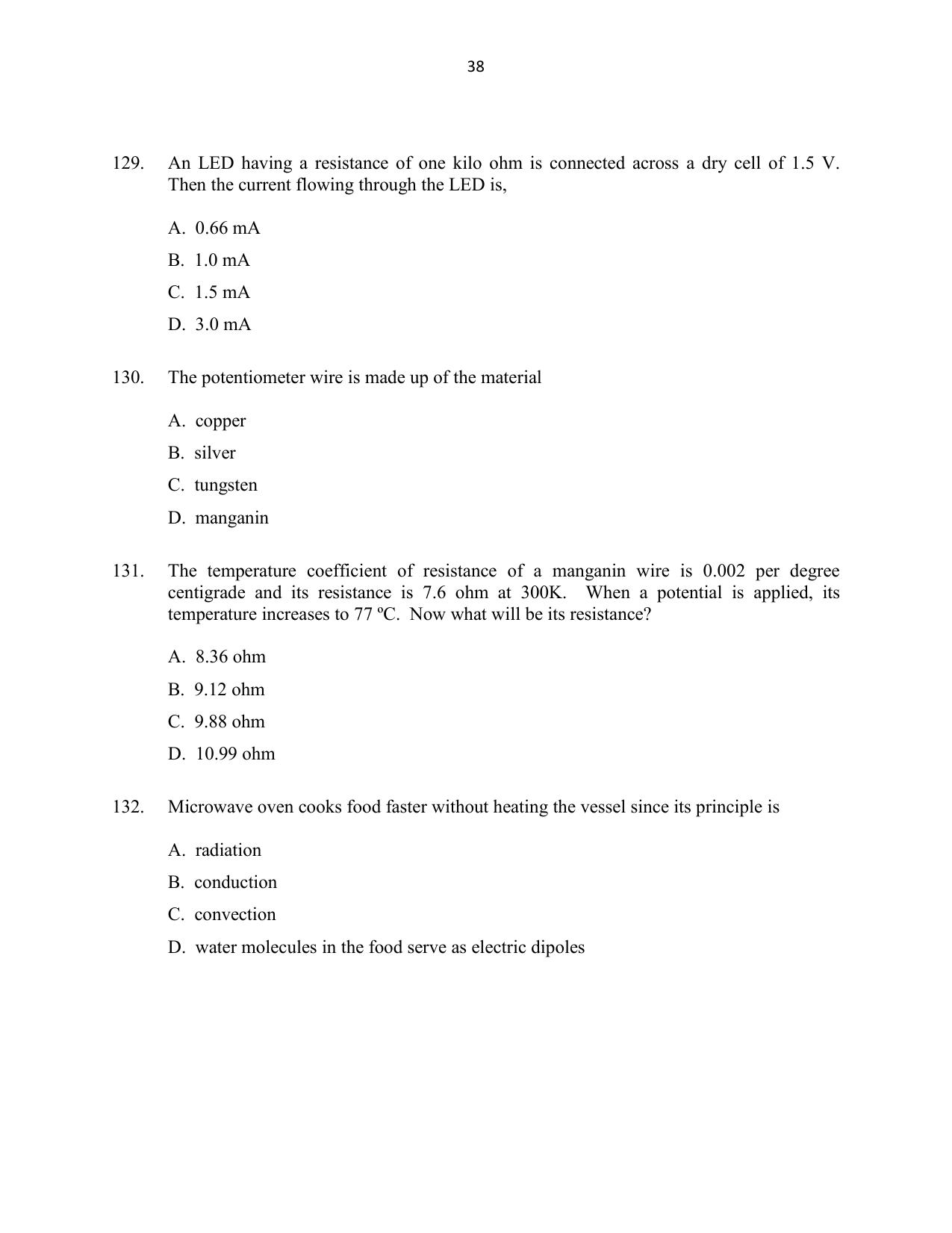 CUSAT CAT 2016 Mathematics, Physics, Chemistry 1 Question Paper - Page 38