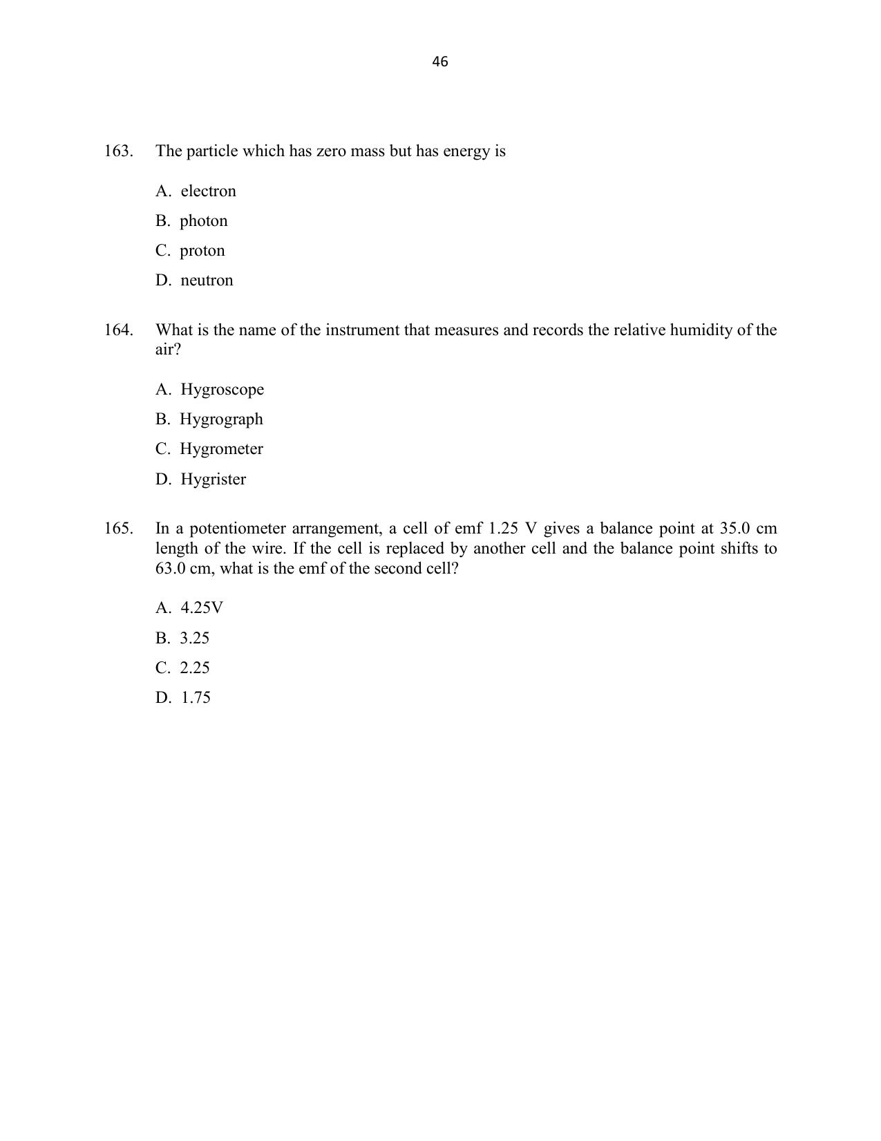 CUSAT CAT 2016 Mathematics, Physics, Chemistry 1 Question Paper - Page 46