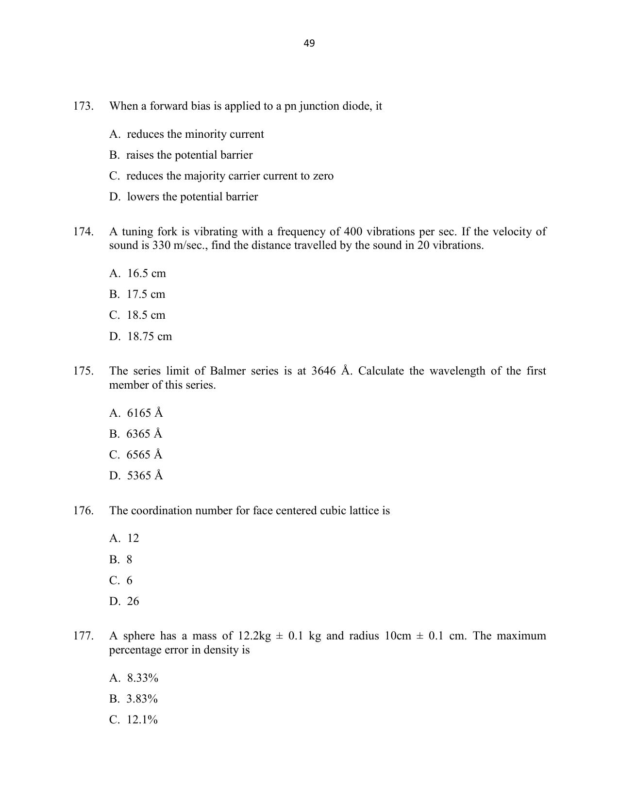 CUSAT CAT 2016 Mathematics, Physics, Chemistry 1 Question Paper - Page 49