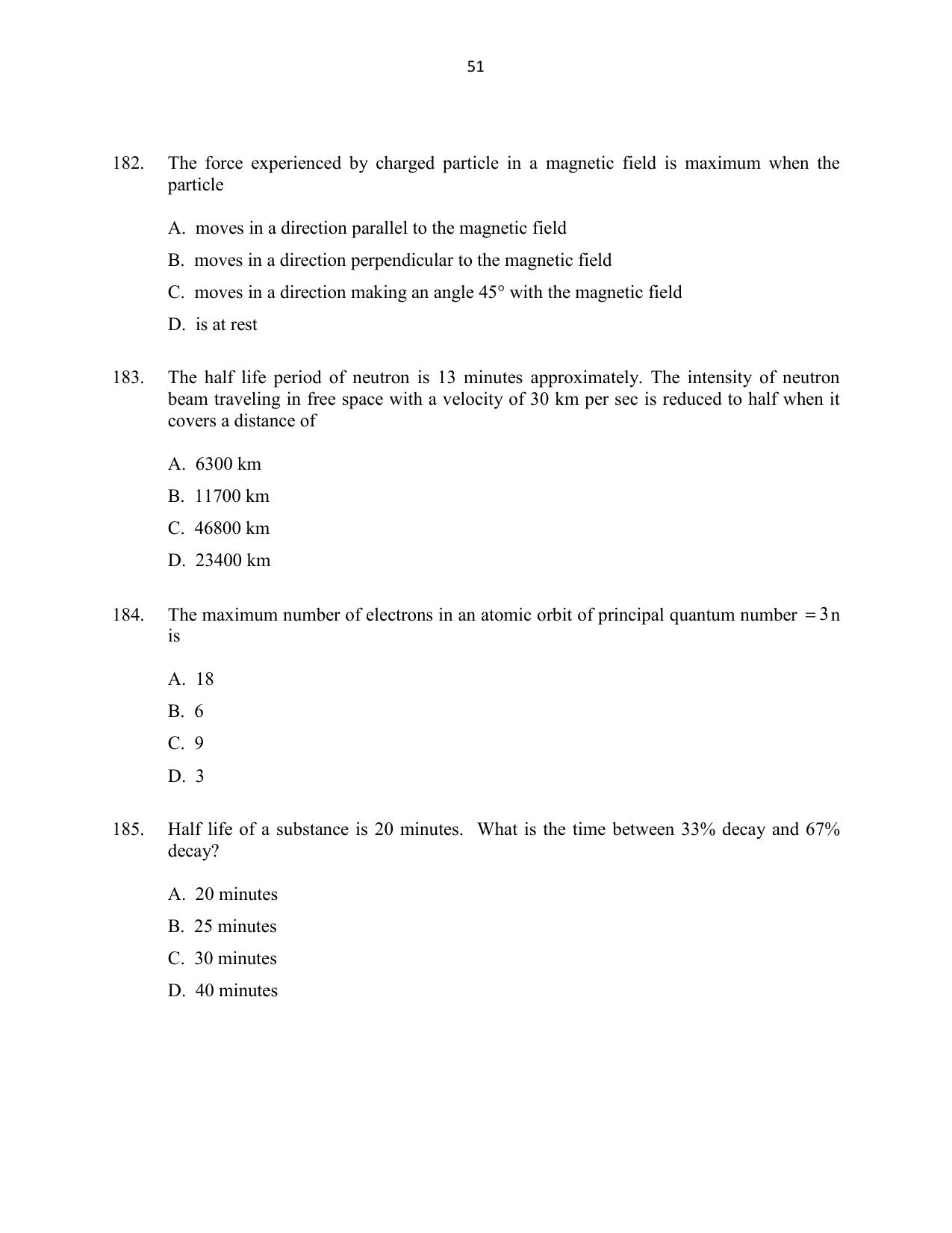 CUSAT CAT 2016 Mathematics, Physics, Chemistry 1 Question Paper - Page 51