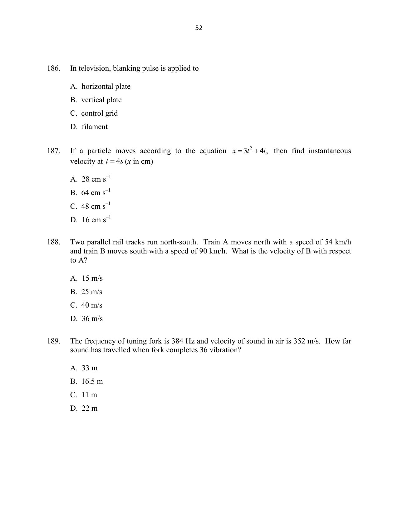 CUSAT CAT 2016 Mathematics, Physics, Chemistry 1 Question Paper - Page 52