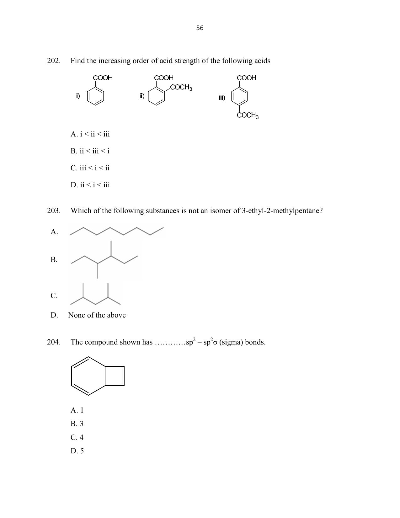 CUSAT CAT 2016 Mathematics, Physics, Chemistry 1 Question Paper - Page 56