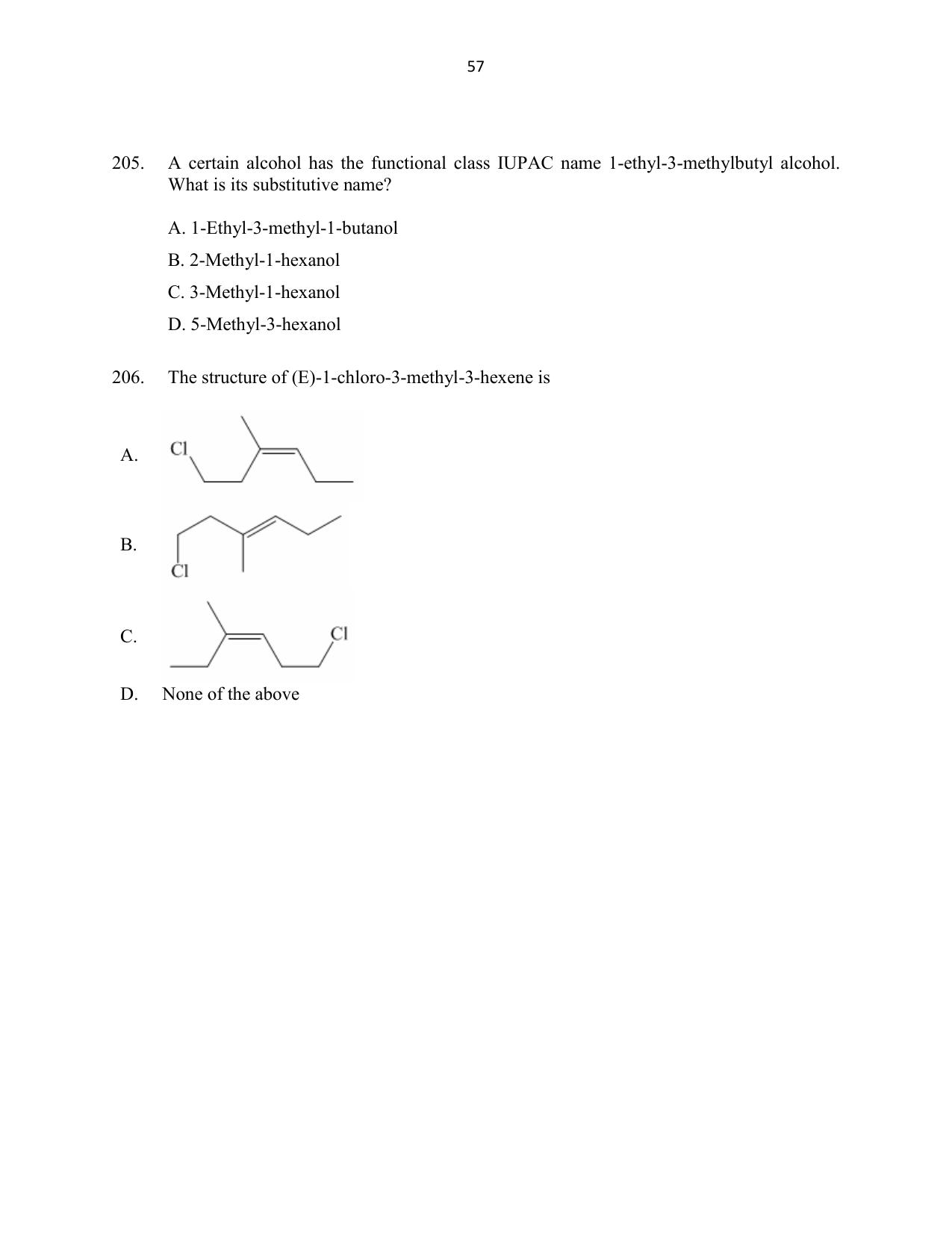 CUSAT CAT 2016 Mathematics, Physics, Chemistry 1 Question Paper - Page 57