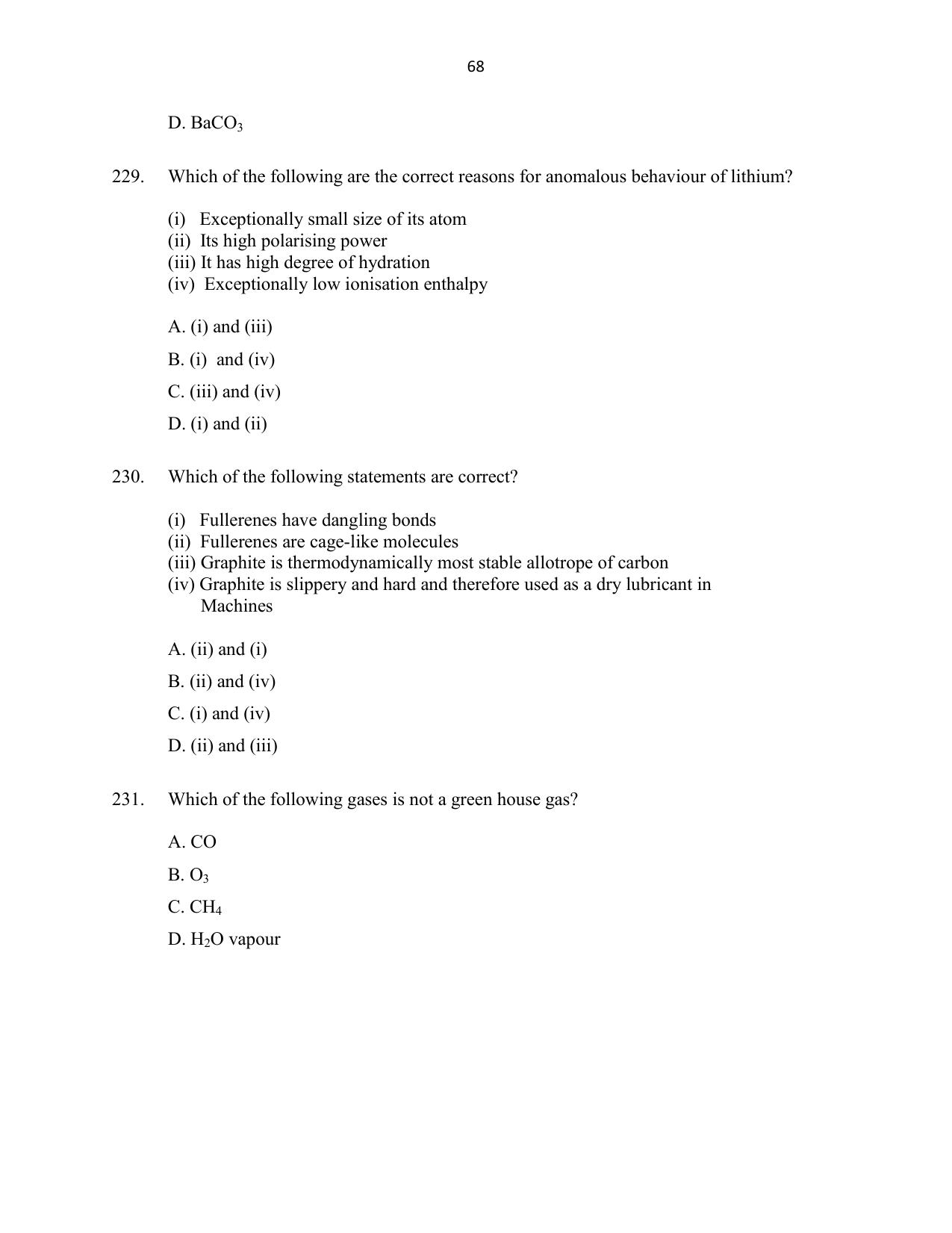 CUSAT CAT 2016 Mathematics, Physics, Chemistry 1 Question Paper - Page 68