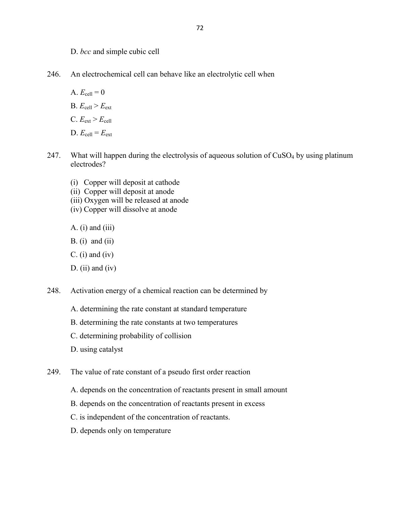 CUSAT CAT 2016 Mathematics, Physics, Chemistry 1 Question Paper - Page 72