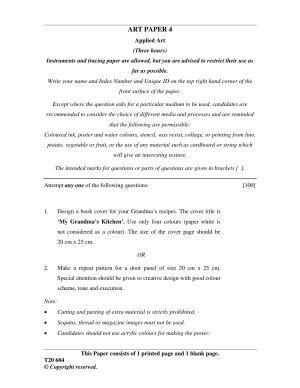 ICSE Class 10 Art Paper 4 (Applied Art) 2020 Question Paper