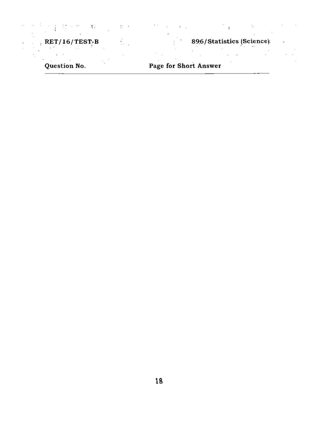 BHU RET Statistics (Science) 2016 Question Paper - Page 18