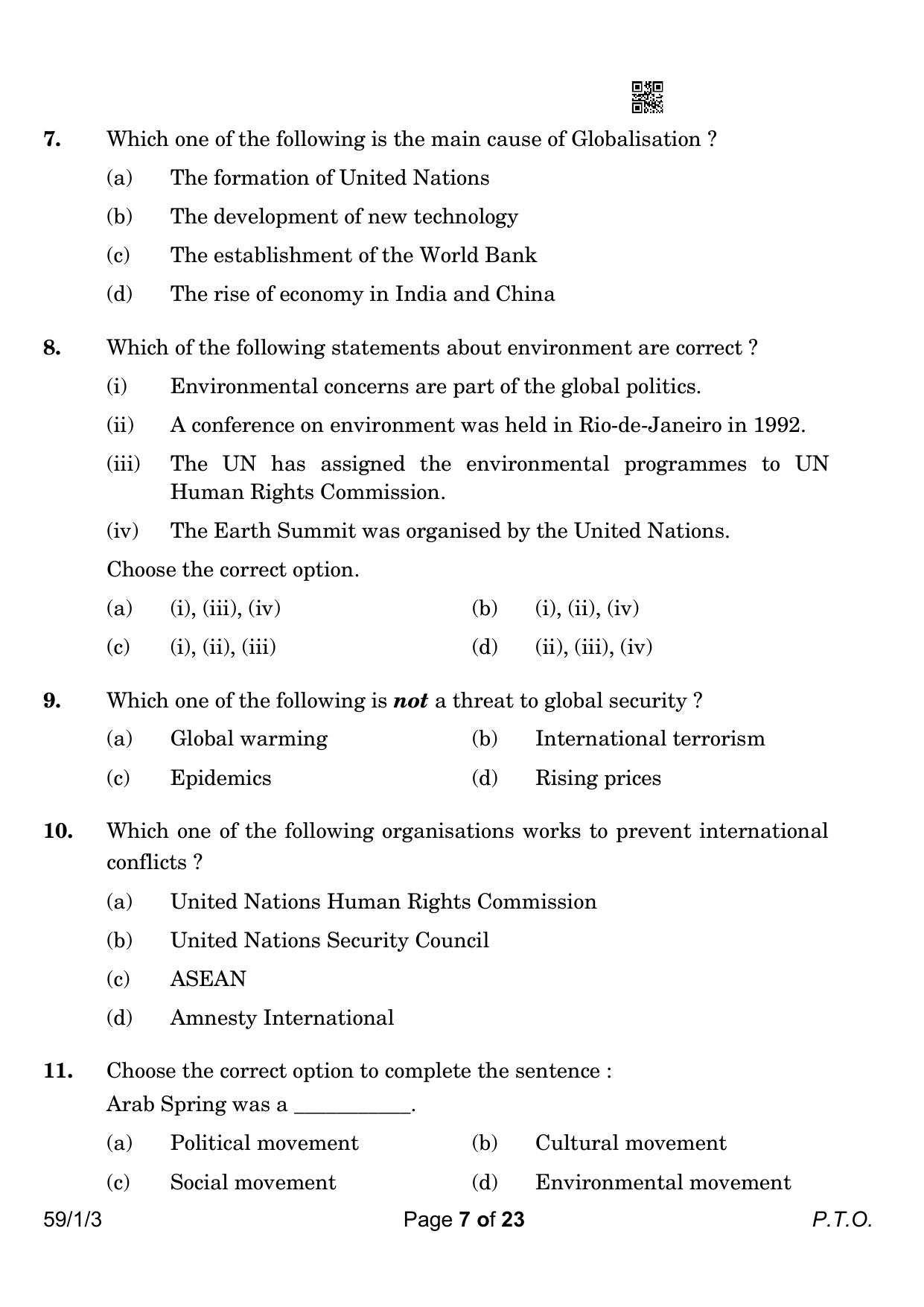 CBSE Class 12 59-1-3 Political Science 2023 Question Paper - Page 7