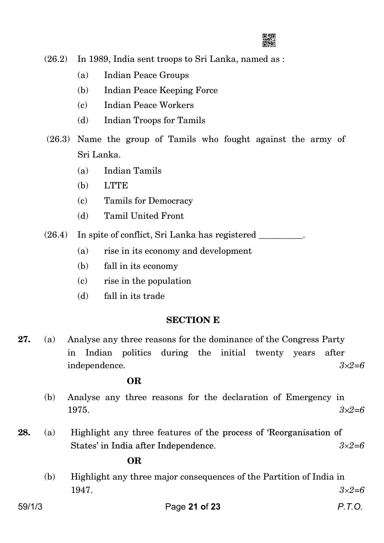 CBSE Class 12 59-1-3 Political Science 2023 Question Paper - Page 21