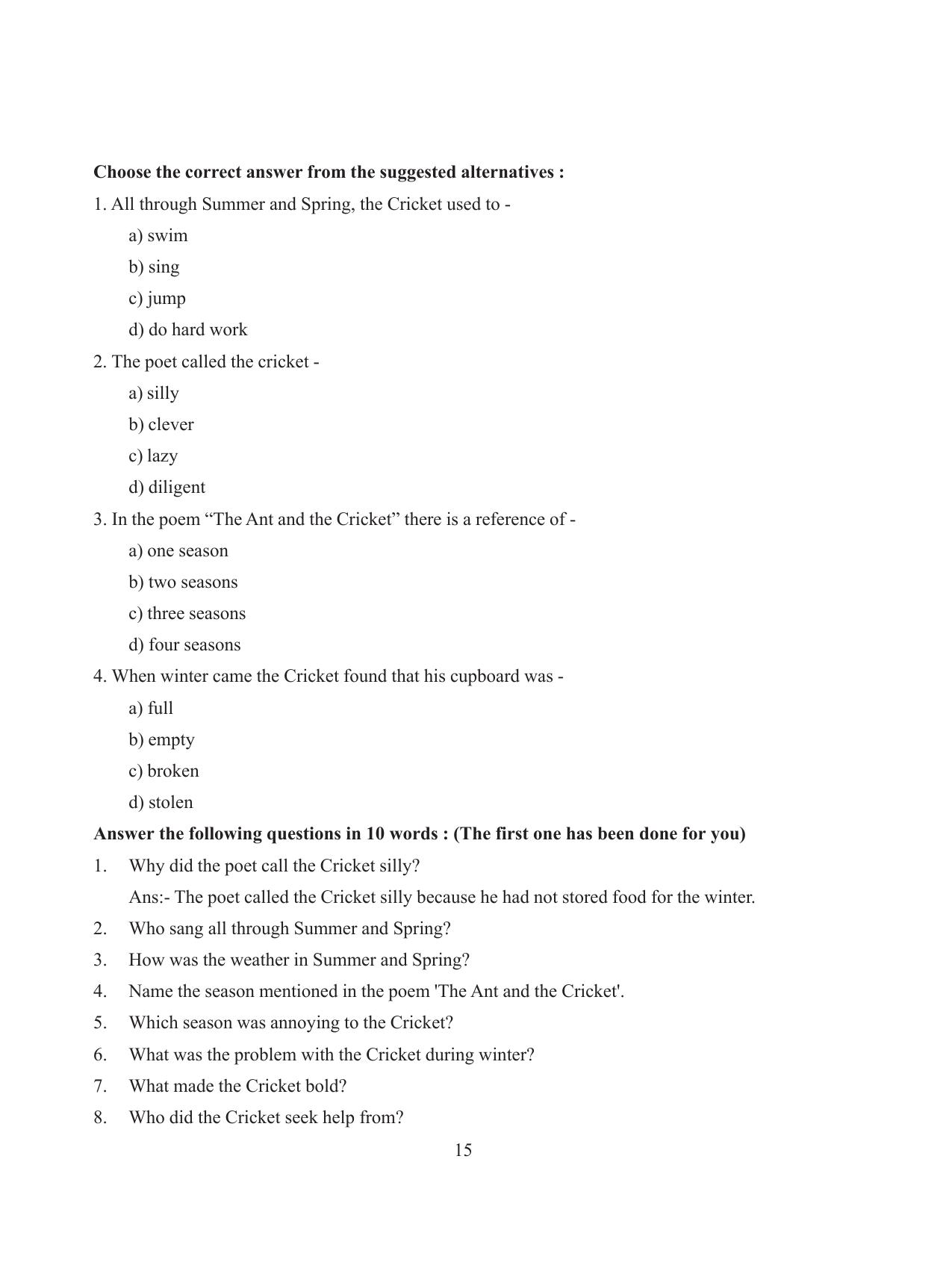 Tripura Board Class 8 English Workbooks - Page 15