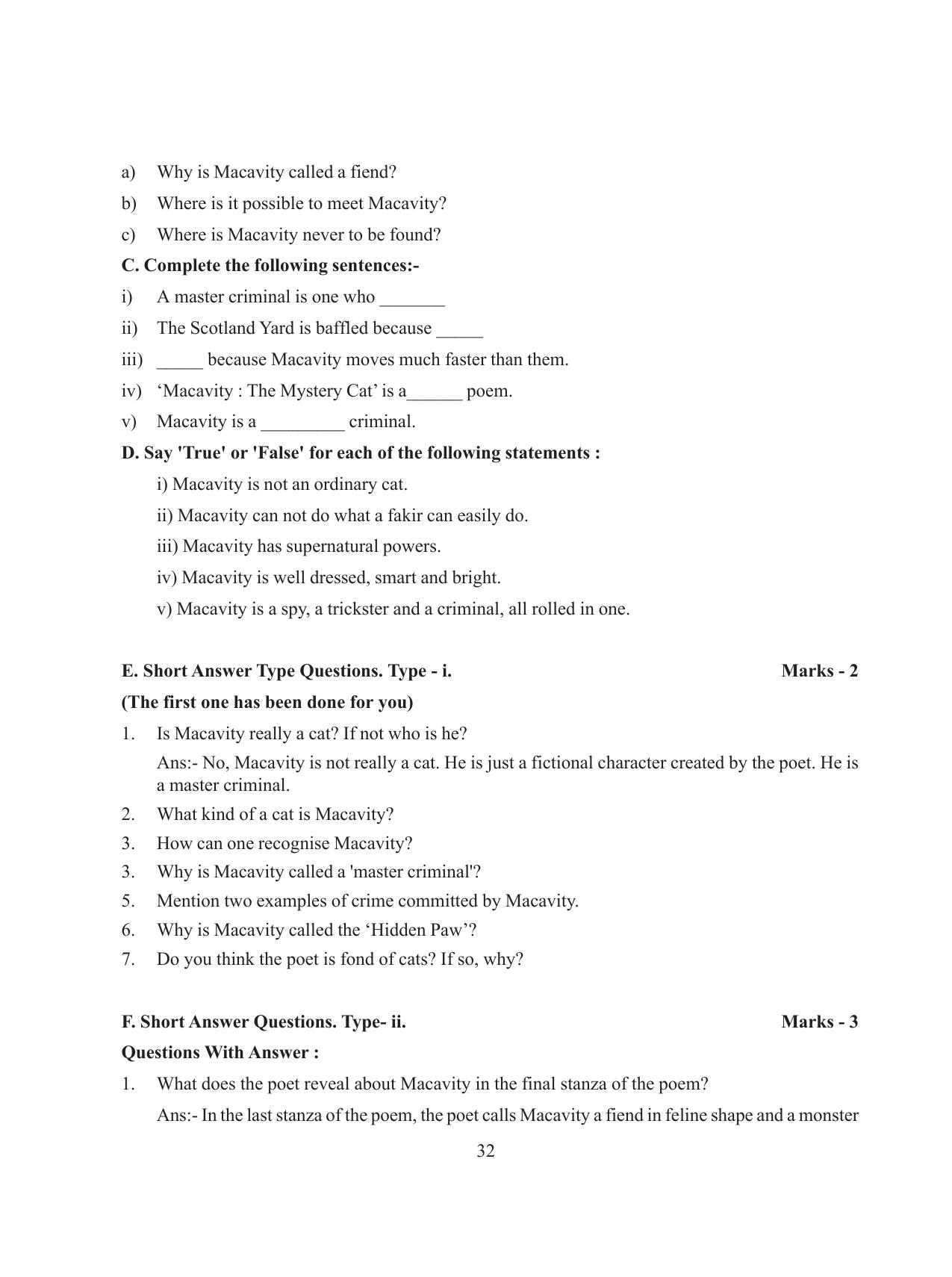 Tripura Board Class 8 English Workbooks - Page 32